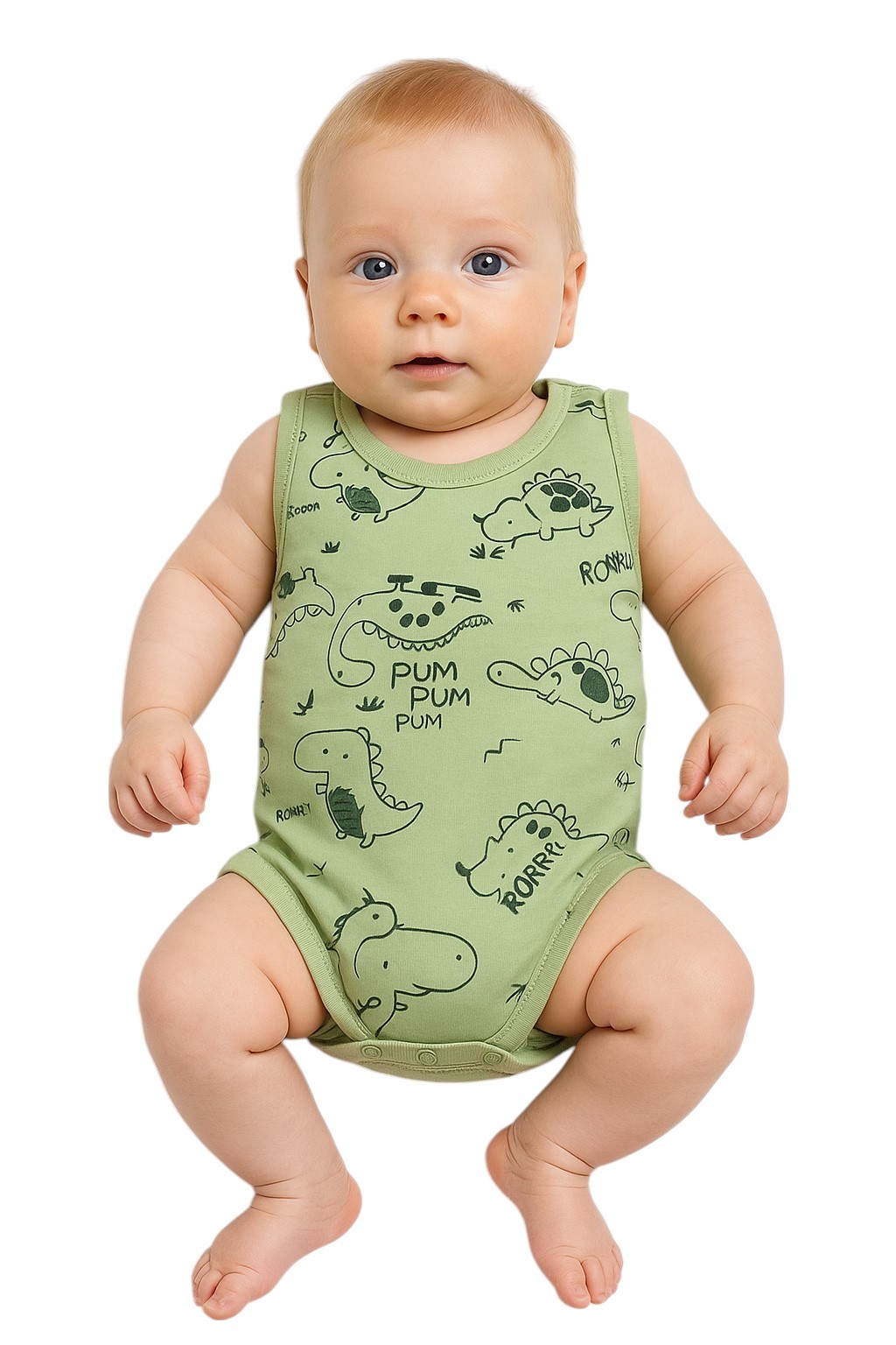 Dino Geniş Askılı Bebek Çıtçıtlı Body