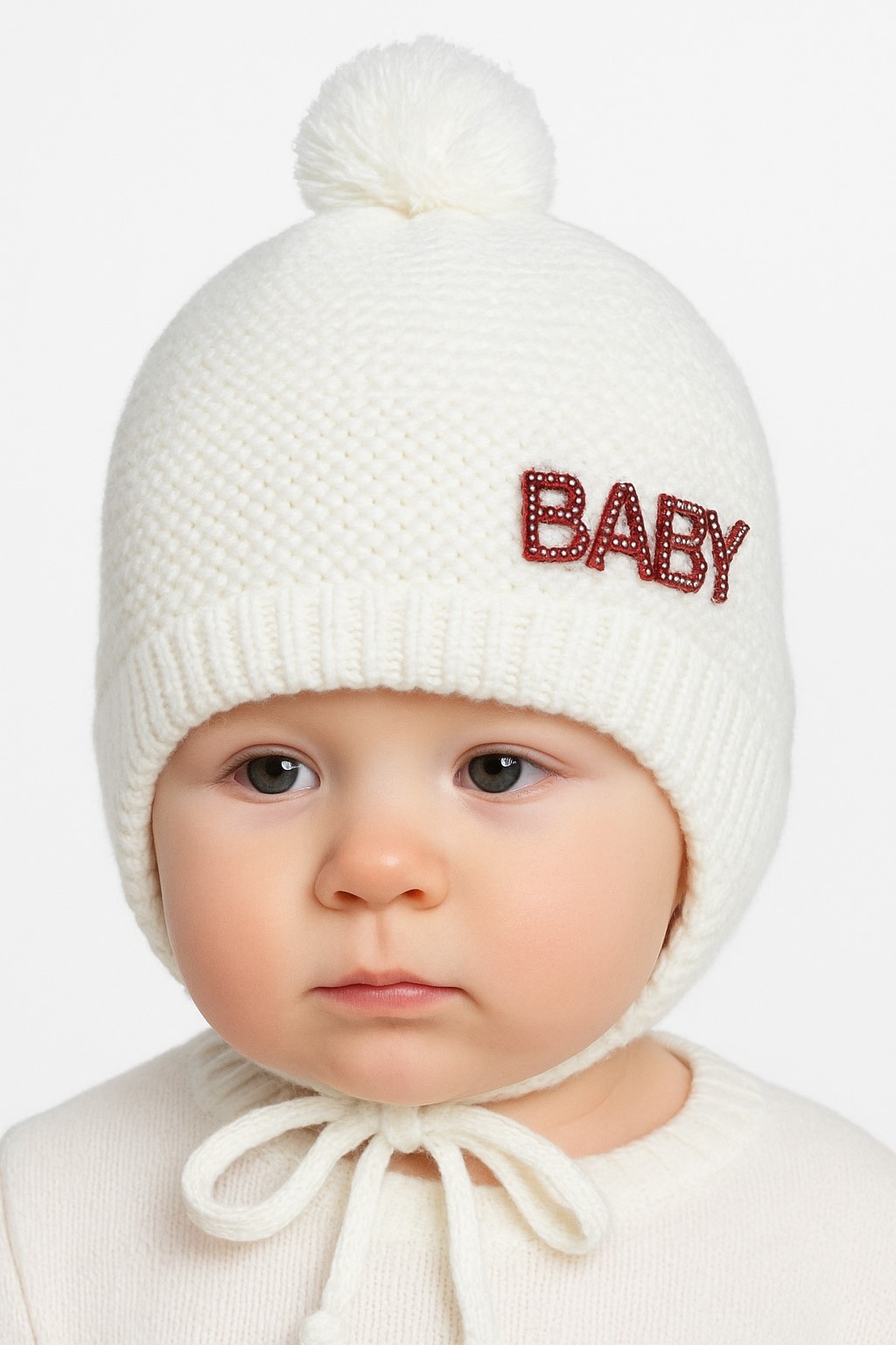 Baby Taşlı Kız Bebek Triko Bere