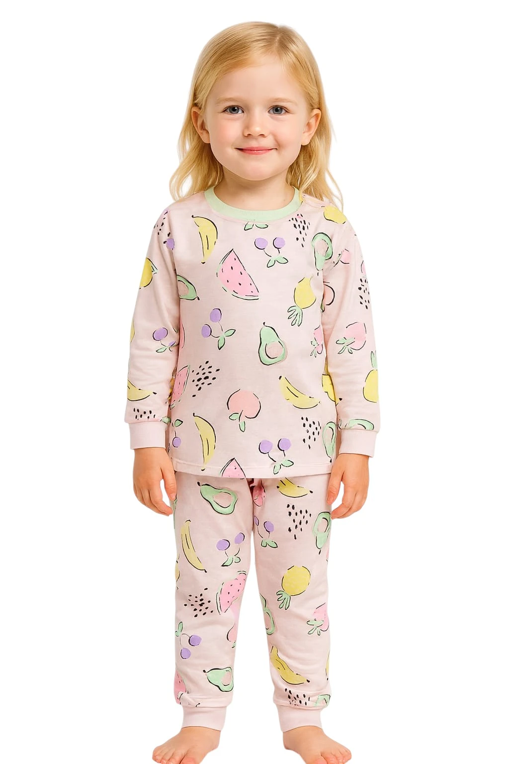 Meyve Desenli Kız Çocuk Pijama Takım