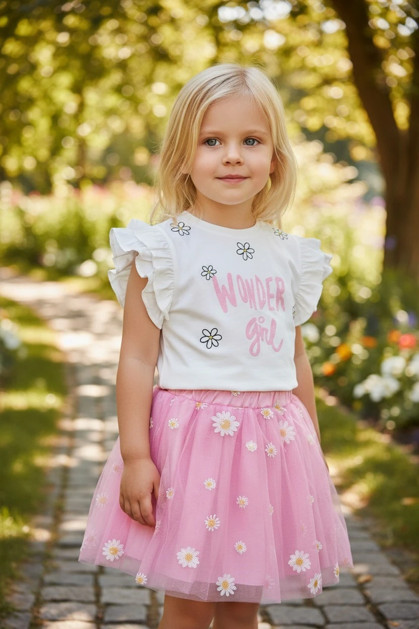 Wonder Girl Tütü Etekli Kız Çocuk Takım