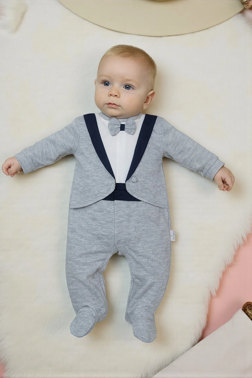 Papyonlu Smokin Erkek Bebek Tulum