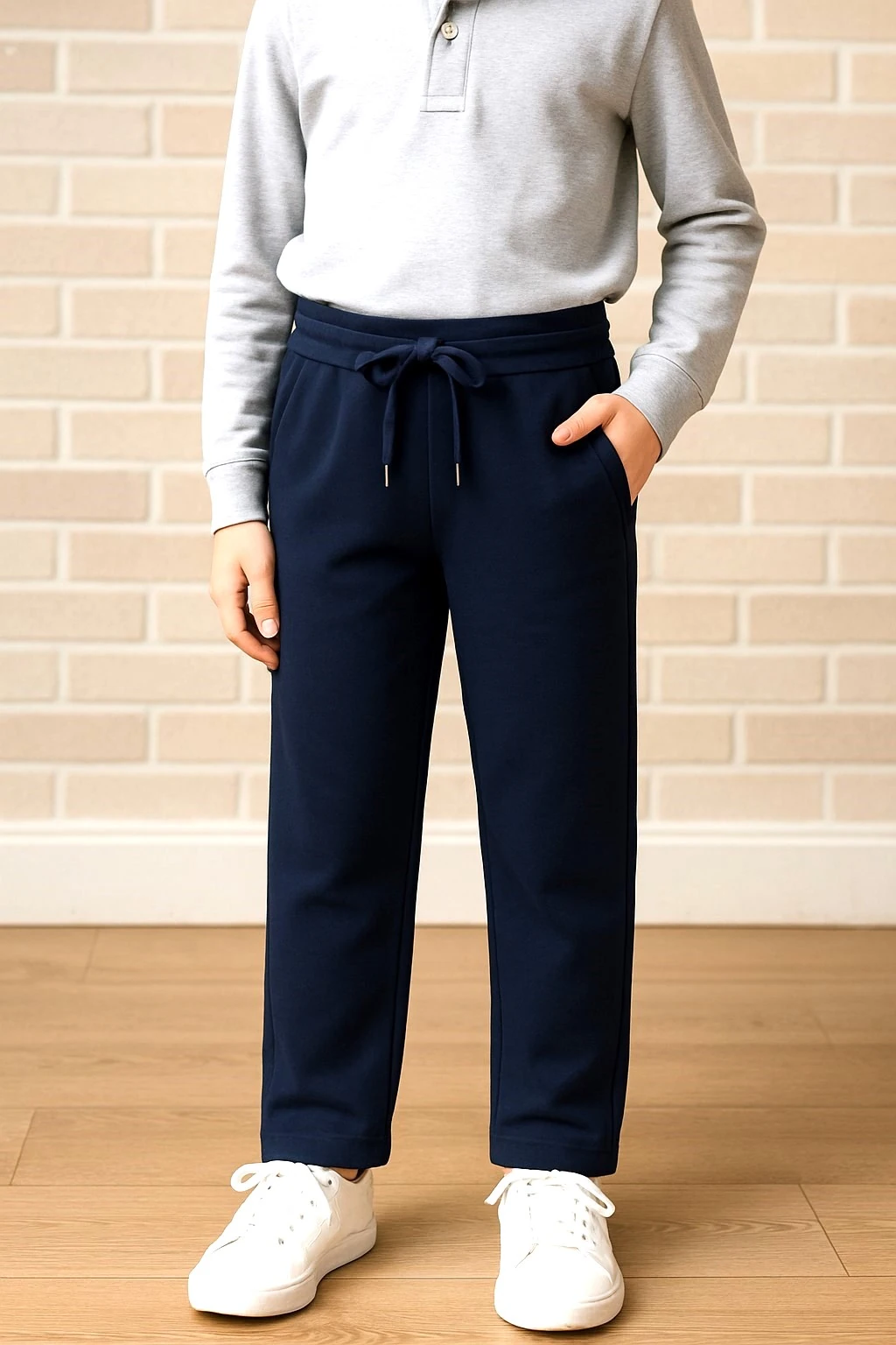 Beli Ribanalı Lastikli Okul Pantolonu - Garson Boy