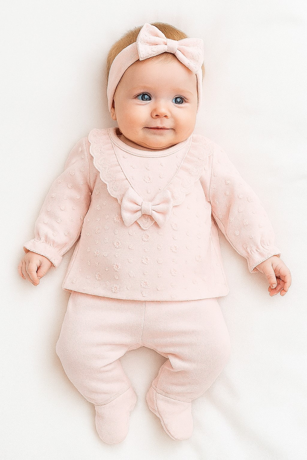 Yakası Dantelli Kız Bebek Zıbın Set 5 Parça