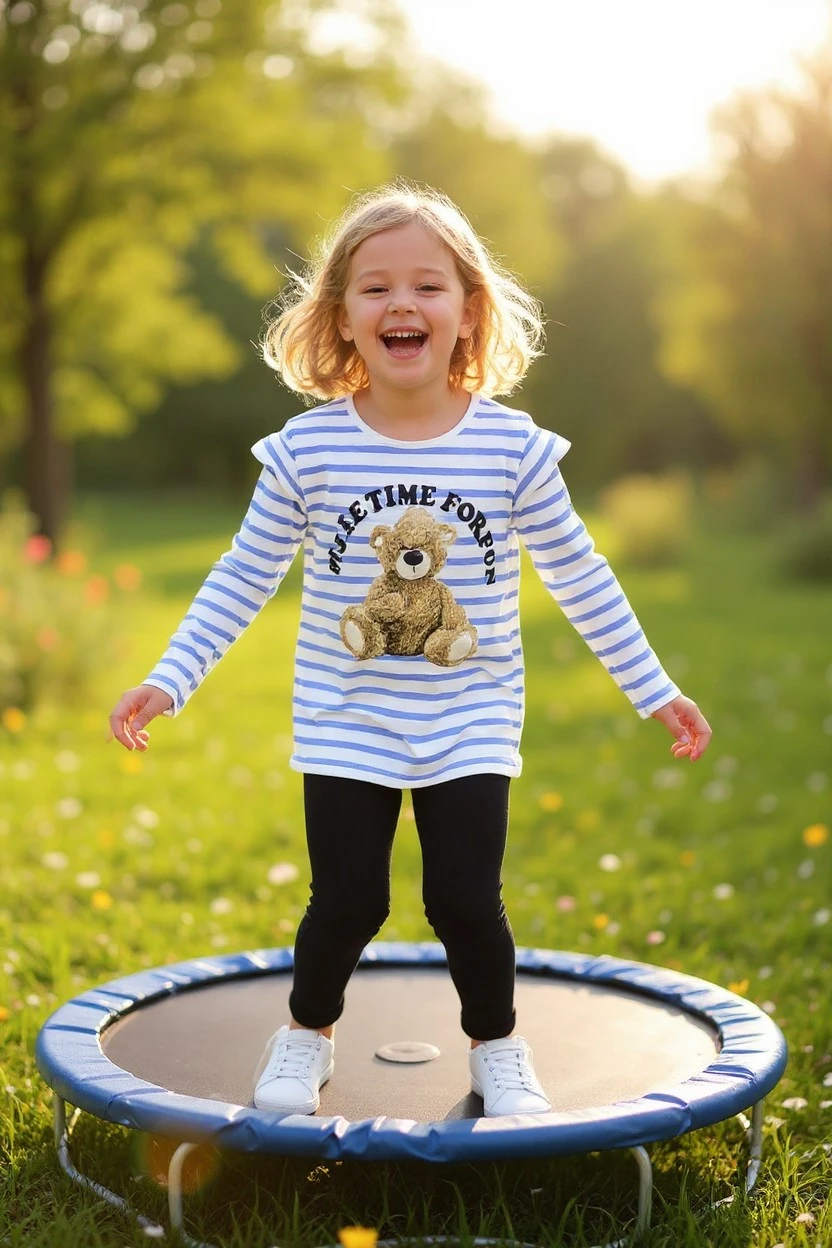 Ayıcıklı Kız Çocuk Taytlı Takım