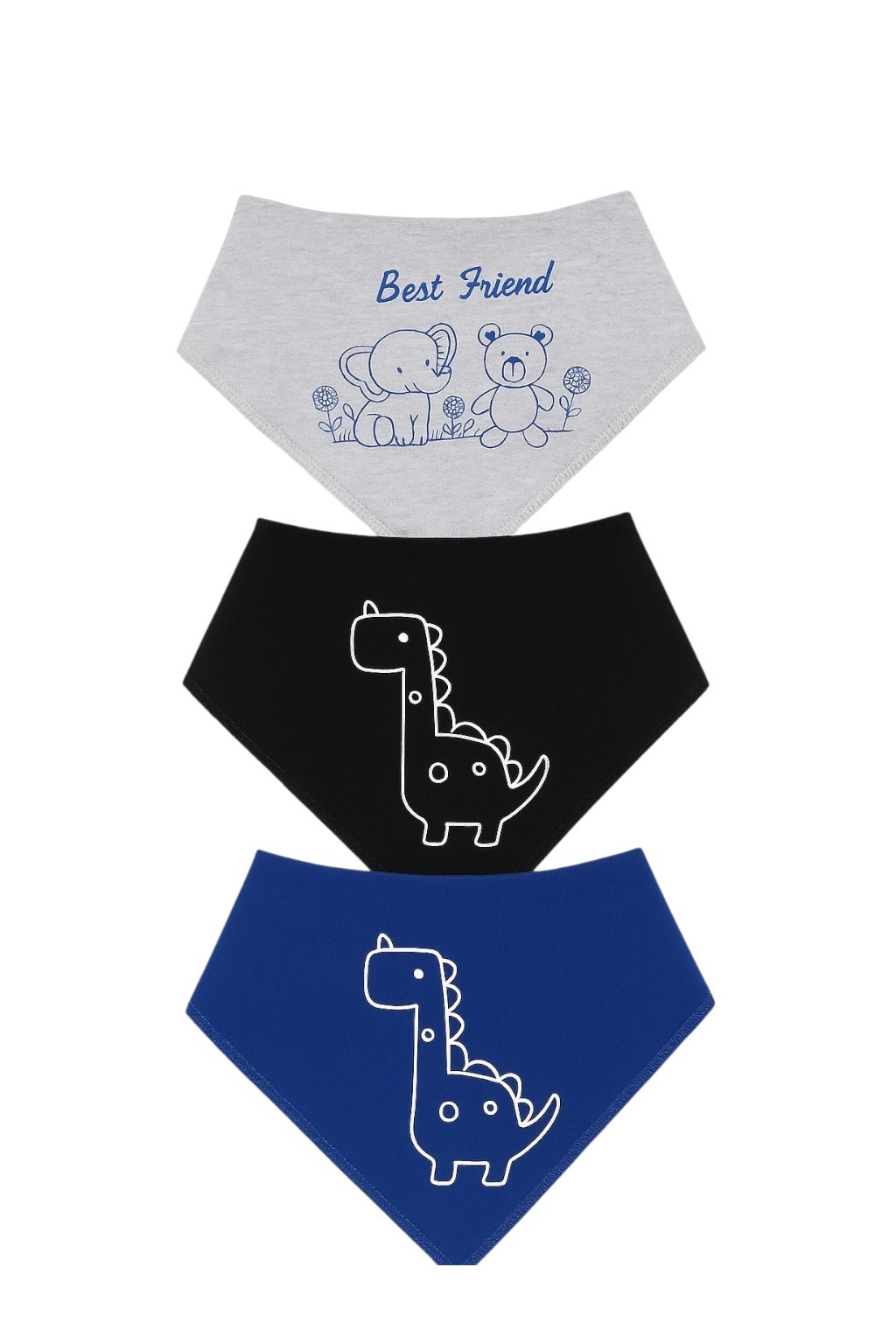 Erkek Bebek Fular Önlük - 3lü Set