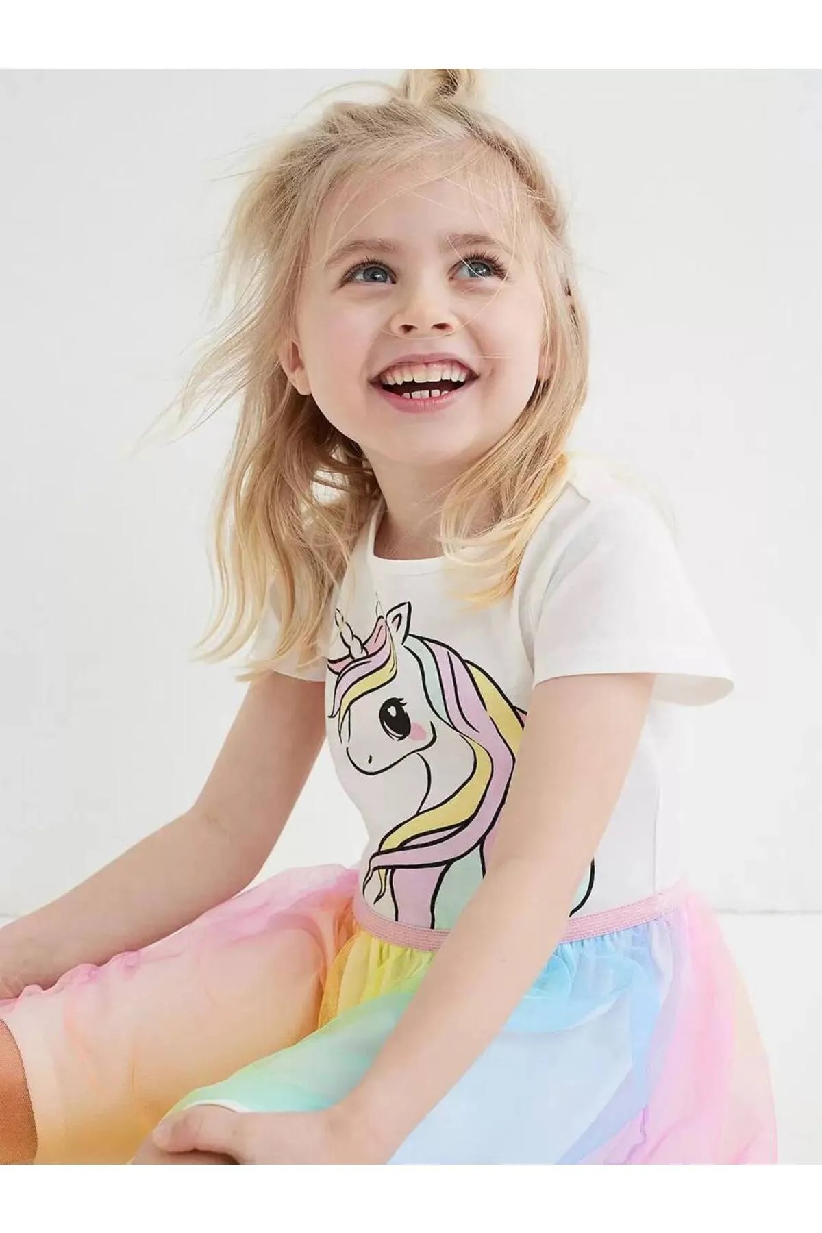 Unicorn Kız Çocuk Tüllü Elbise