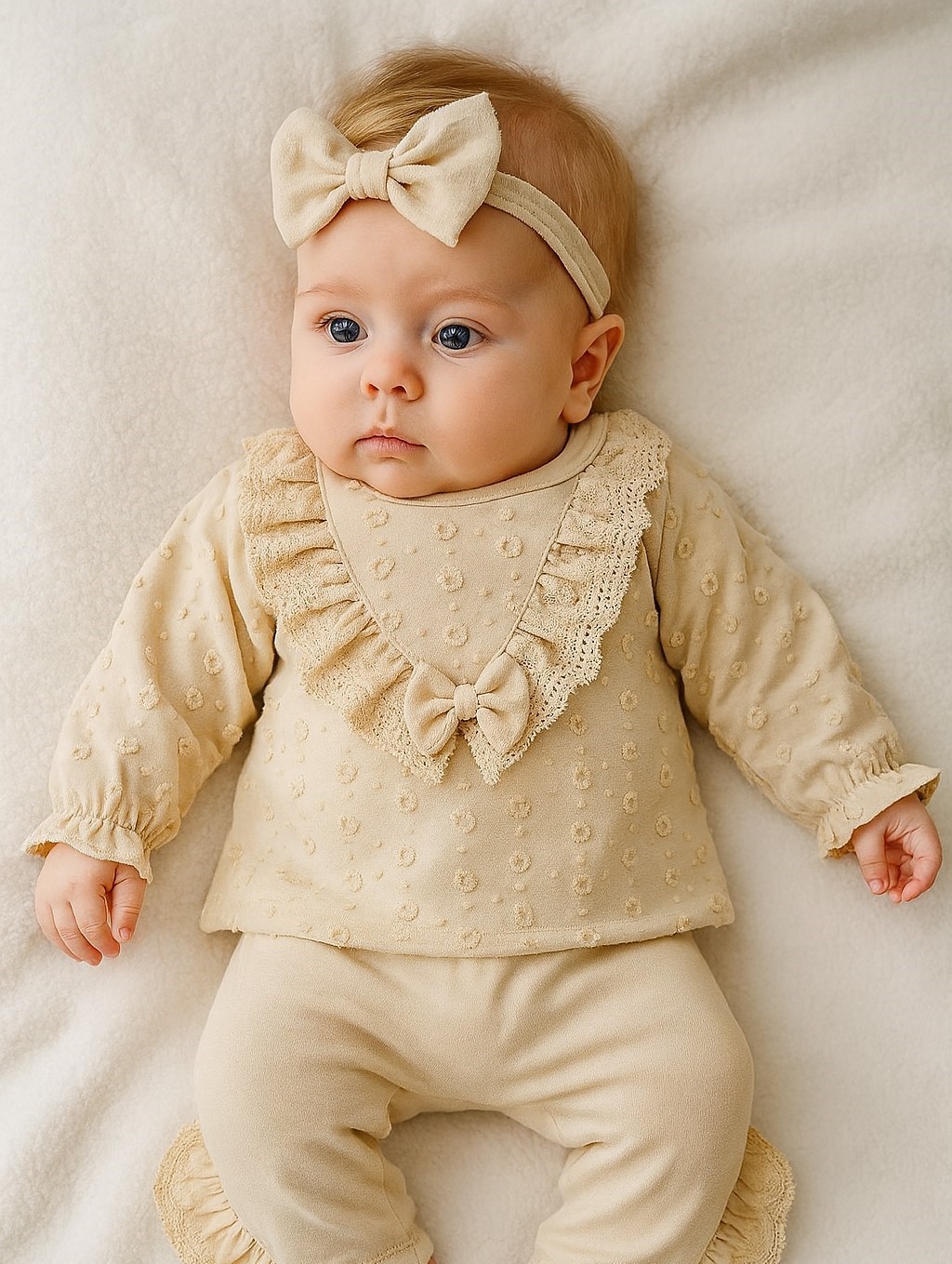 Yakası Dantelli Kız Bebek Zıbın Set 5 Parça