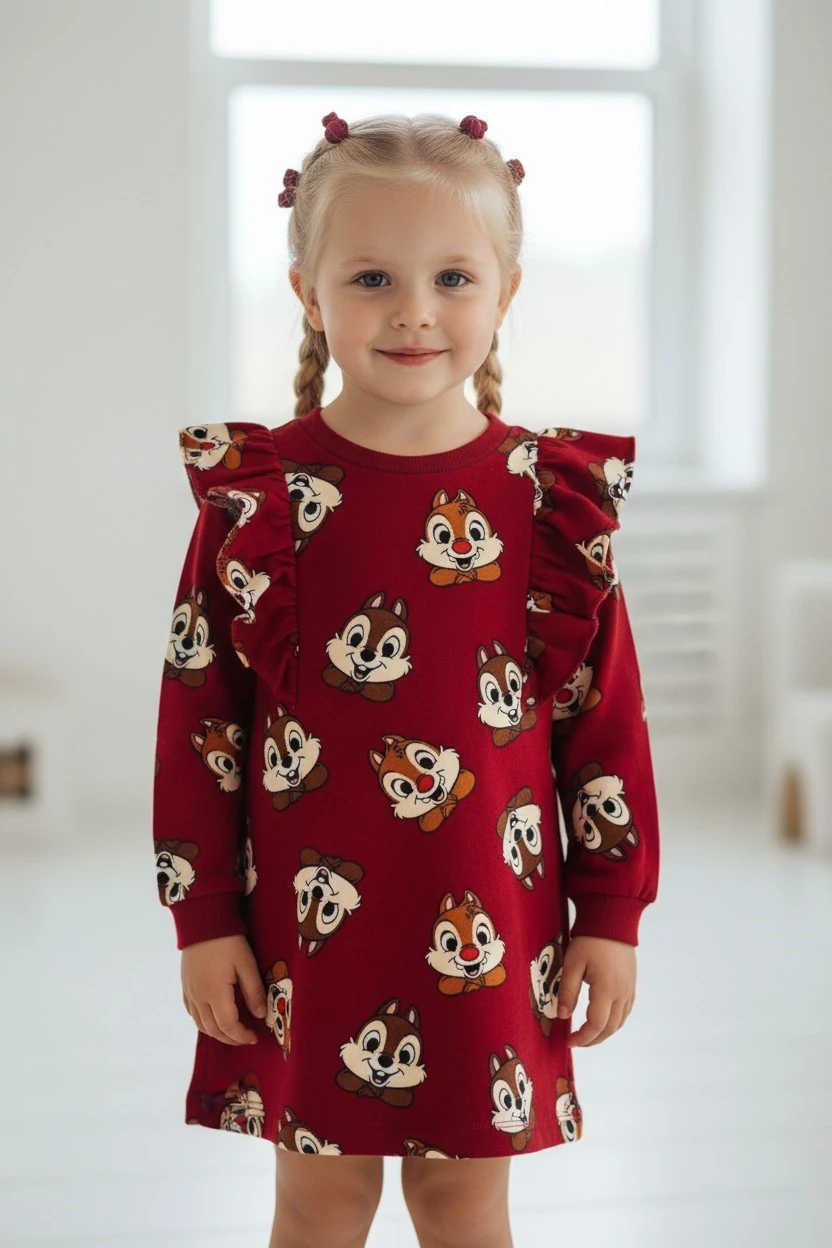 Sincap Desenli Kız Çocuk Elbise
