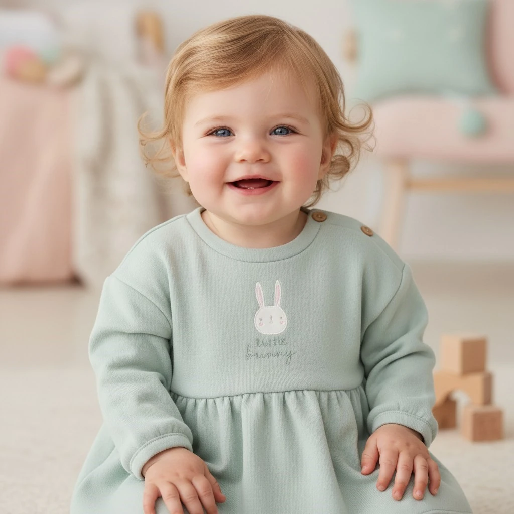 Tavşanlı Kışlık Kız Bebek Elbise