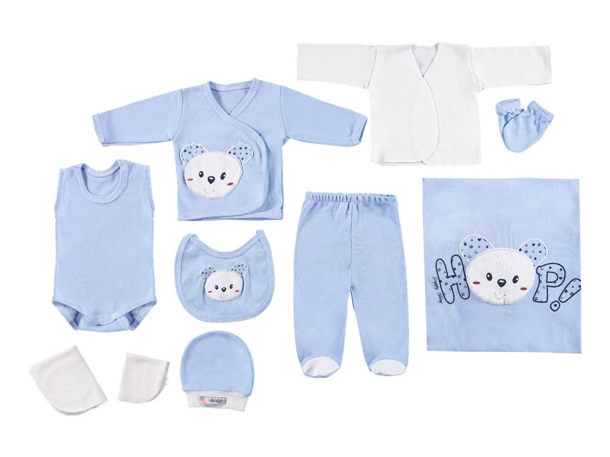 Hoop Ayıcıklı Erkek Bebek Hastane Çıkışı 10lu Set