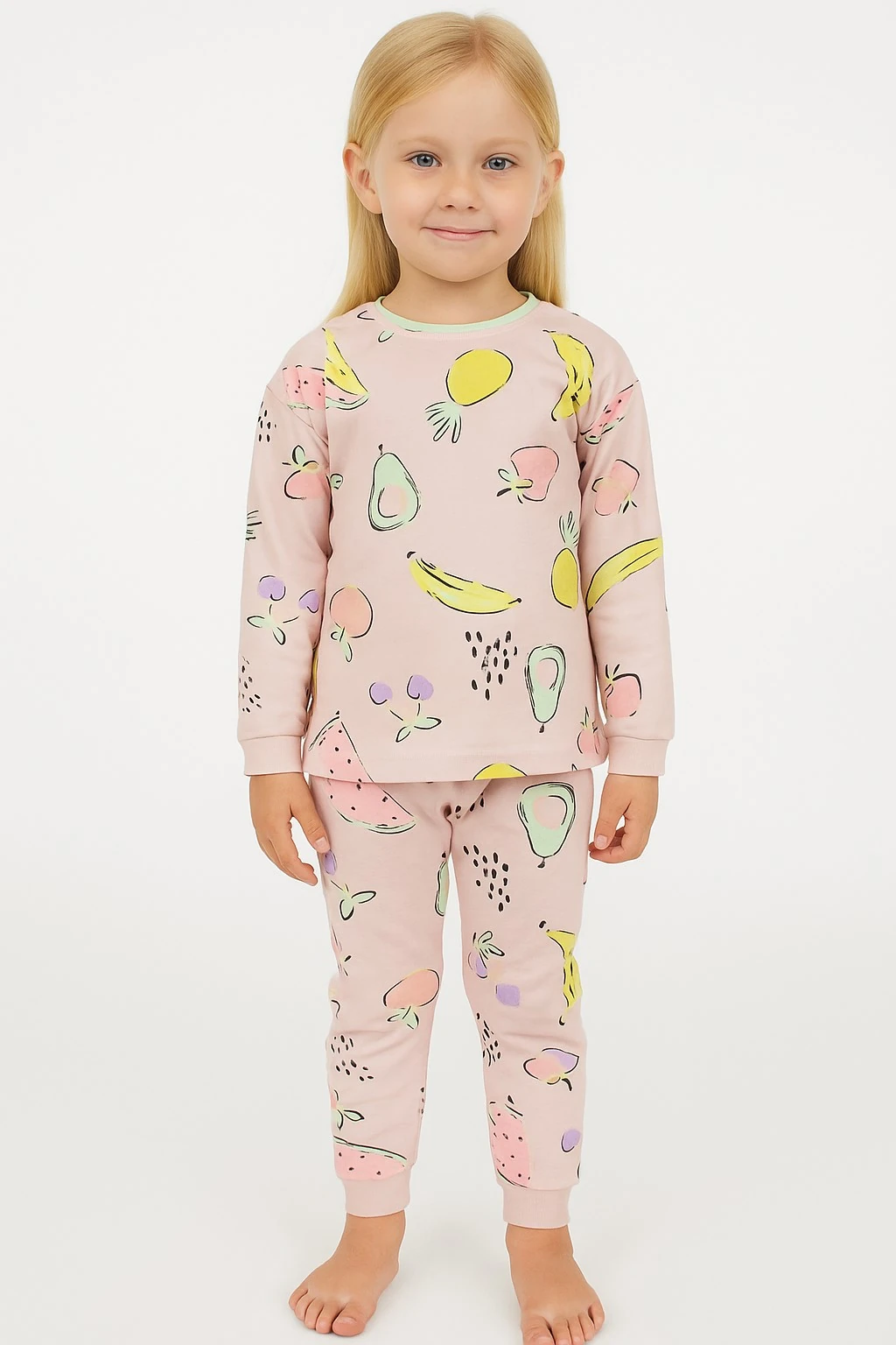 Meyve Desenli Kız Çocuk Pijama Takım