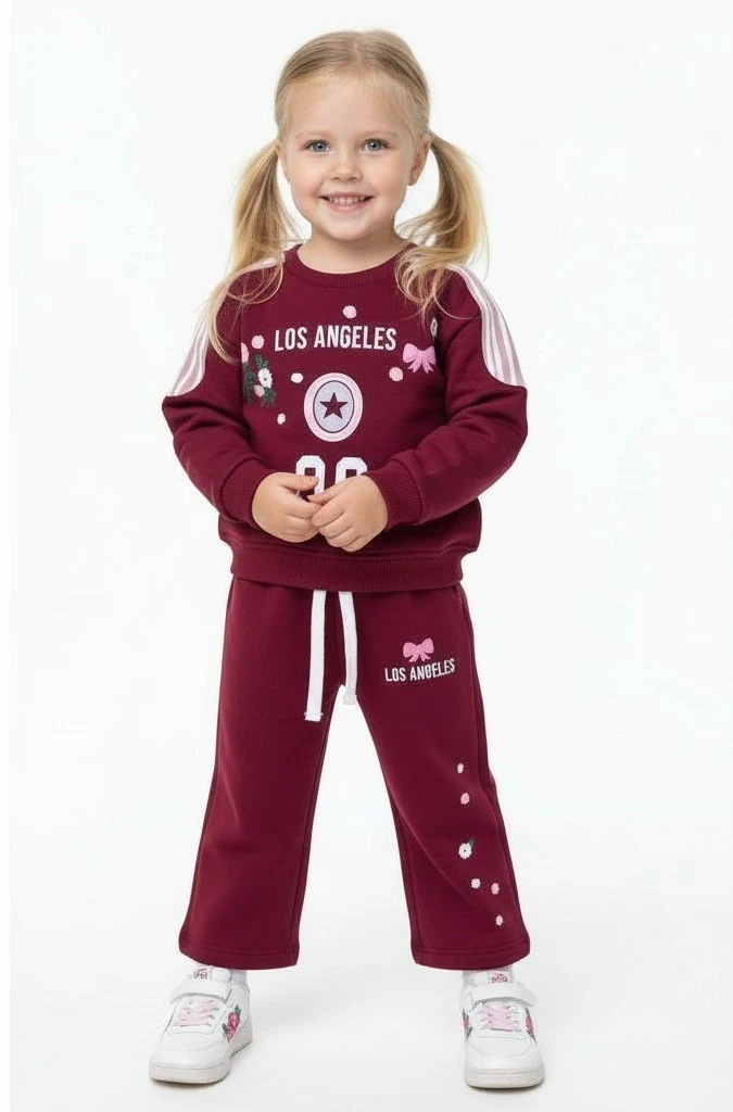 Çiçek Desenli Kız Çocuk Takım