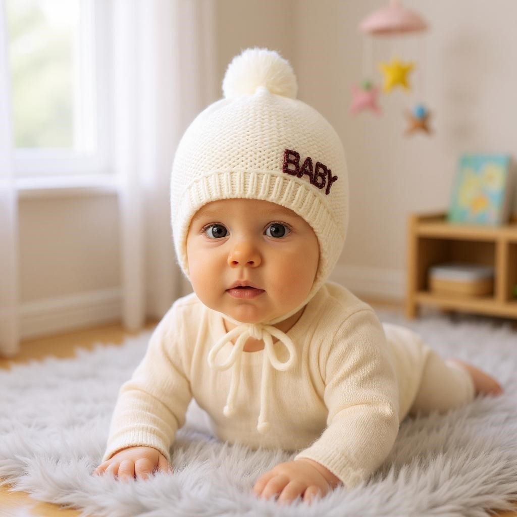 Baby Taşlı Kız Bebek Triko Bere