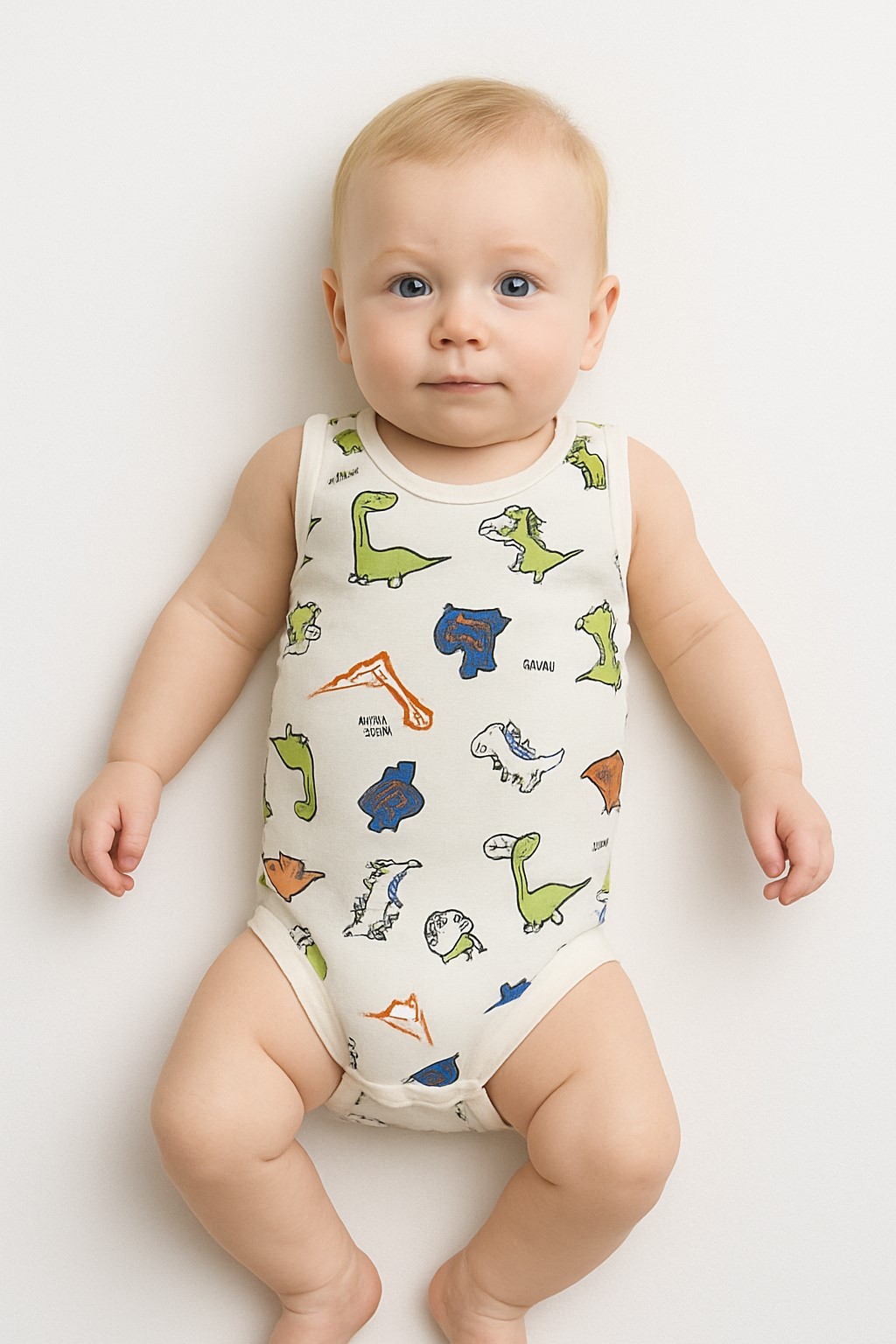 Dino Geniş Askılı Bebek Çıtçıtlı Body