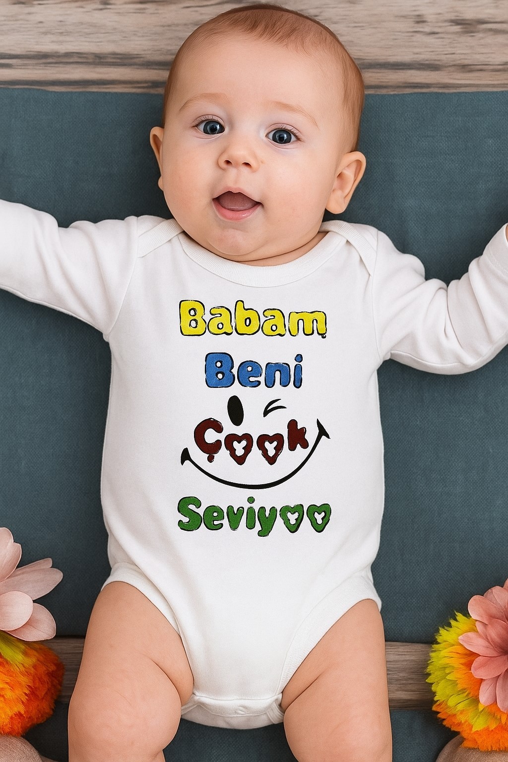 Baskılı Bebek Body Zıbın (Babam Beni Çok Seviyor)