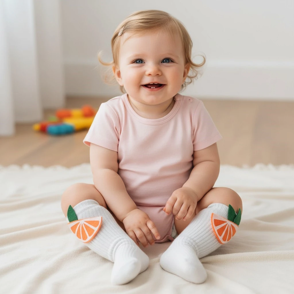 Limon Figürlü Çocuk Dizaltı Çorap