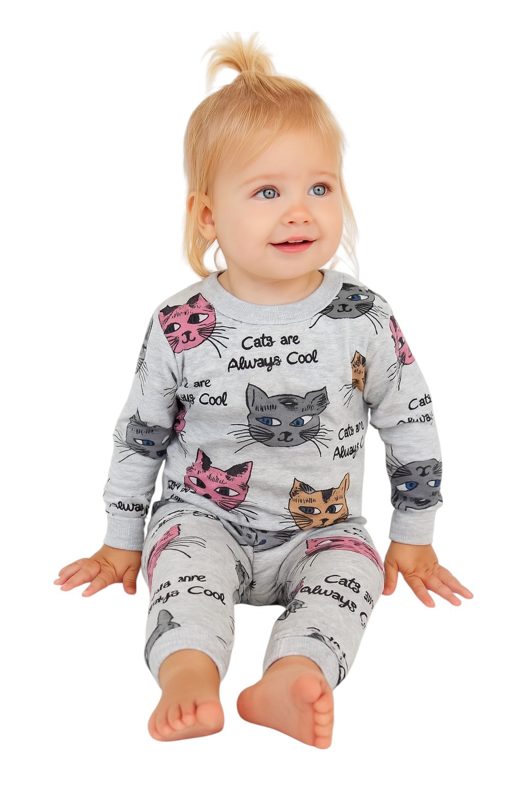 Kedili Kız Bebek Pijama Takım