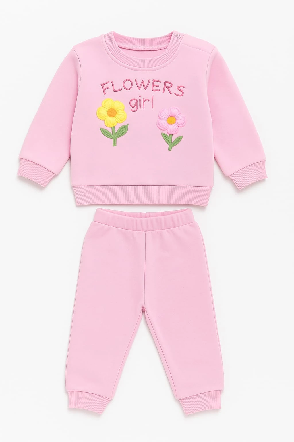 Çiçek Nakışlı Kız Bebek Kışlık Takım