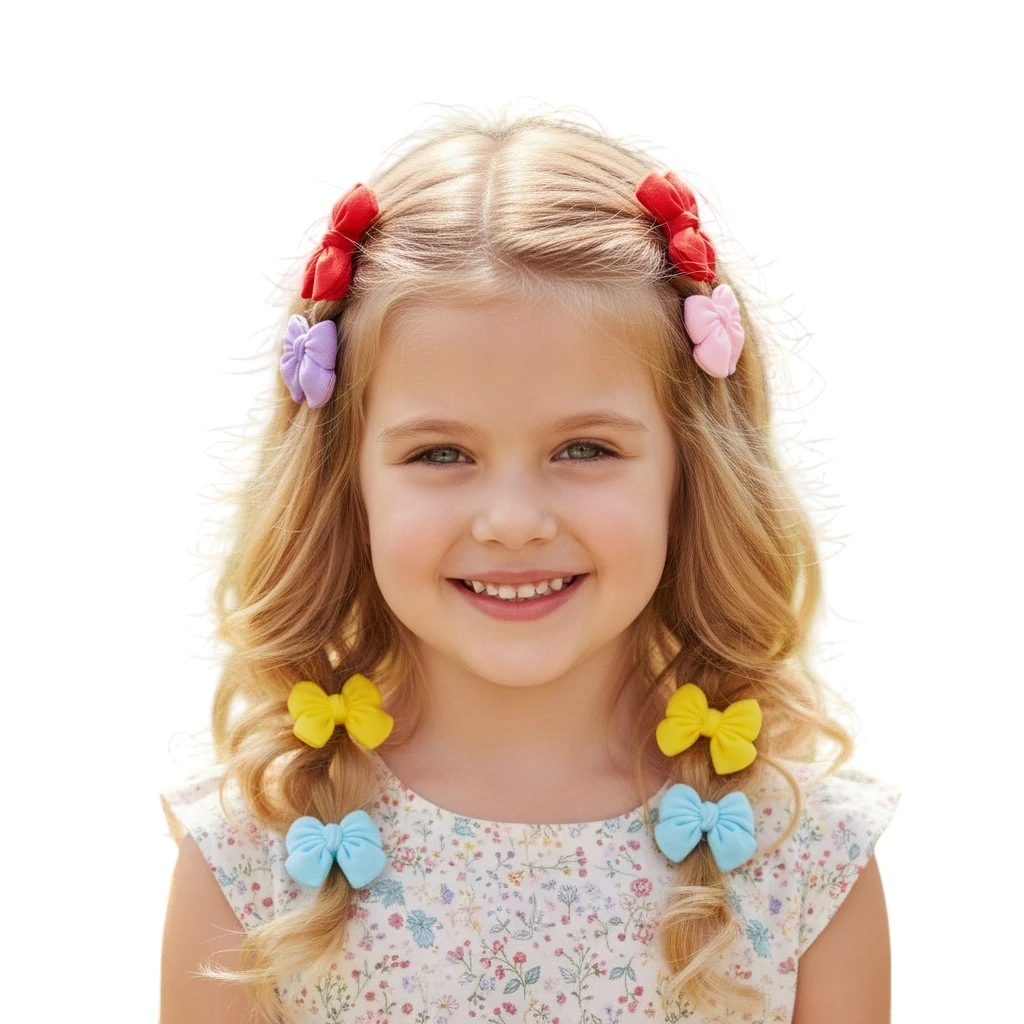 Fiyonklu Kız Çocuk Lastikli Toka 5 Çift