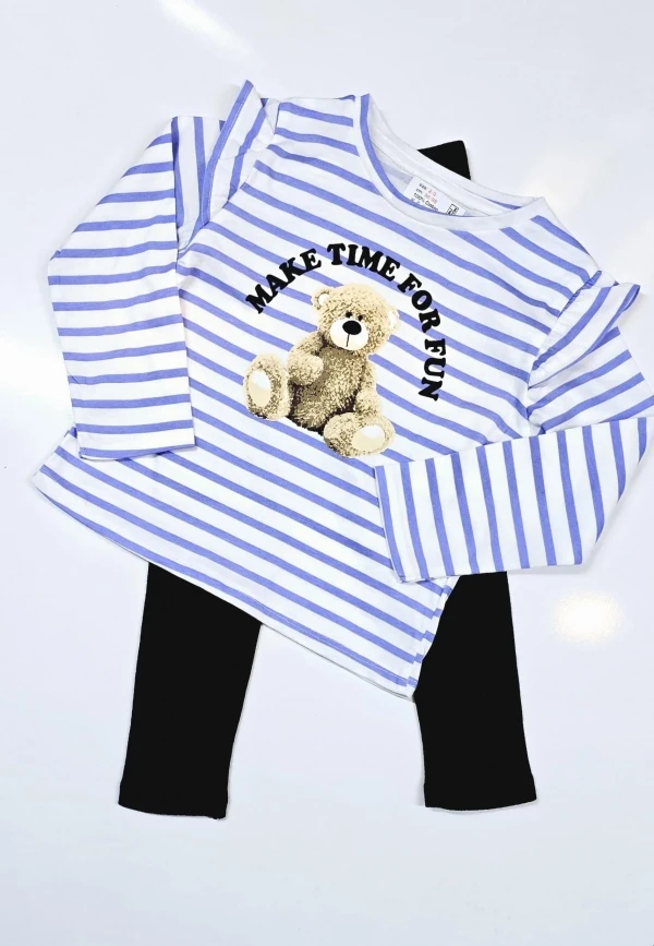 Ayıcıklı Kız Çocuk Taytlı Takım