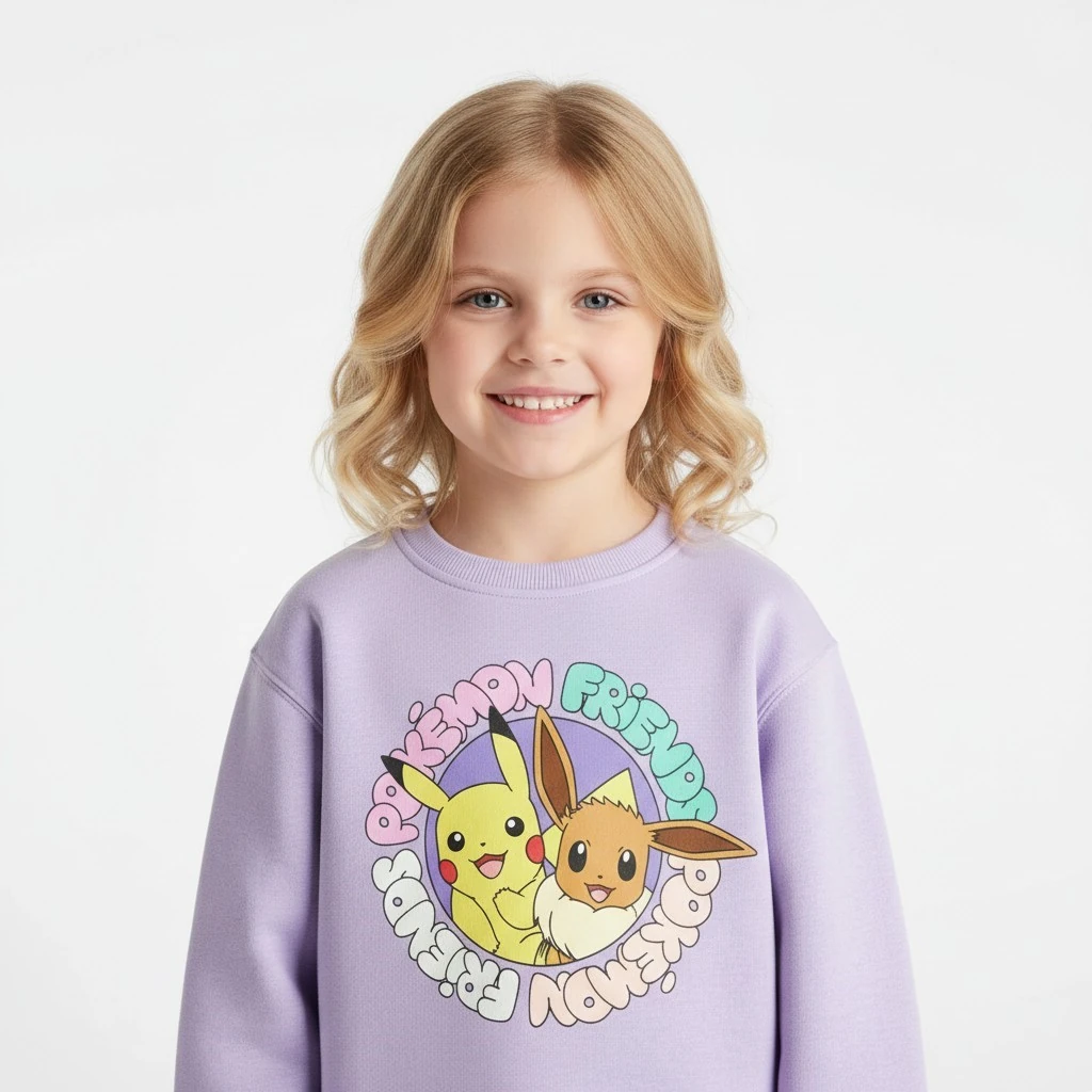 Pokeman Kız Çocuk Sweatshirt - LİLA