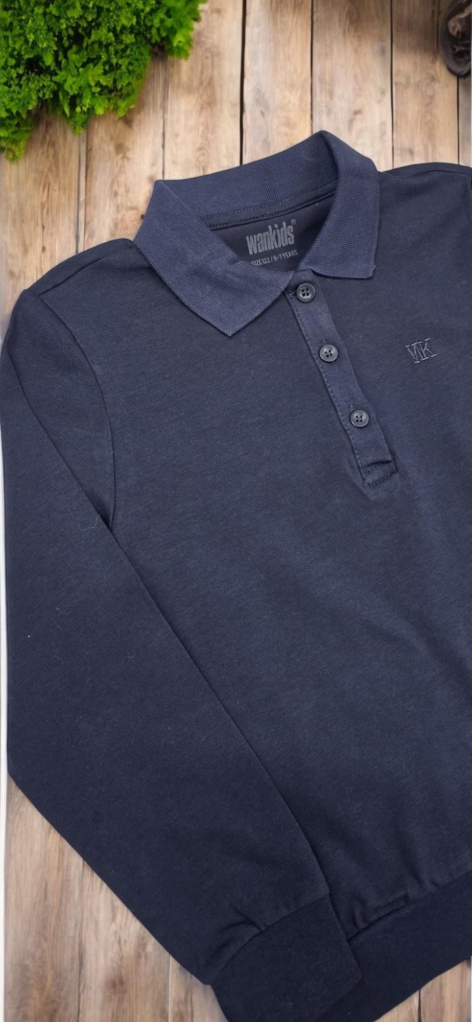 Unisex Çocuk Polo Yaka Uzun Kollu Tişört Sweatshirt