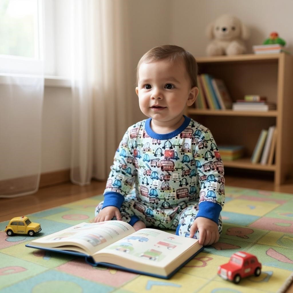 Araba Desenli Çocuk Tişört Pijama Üst