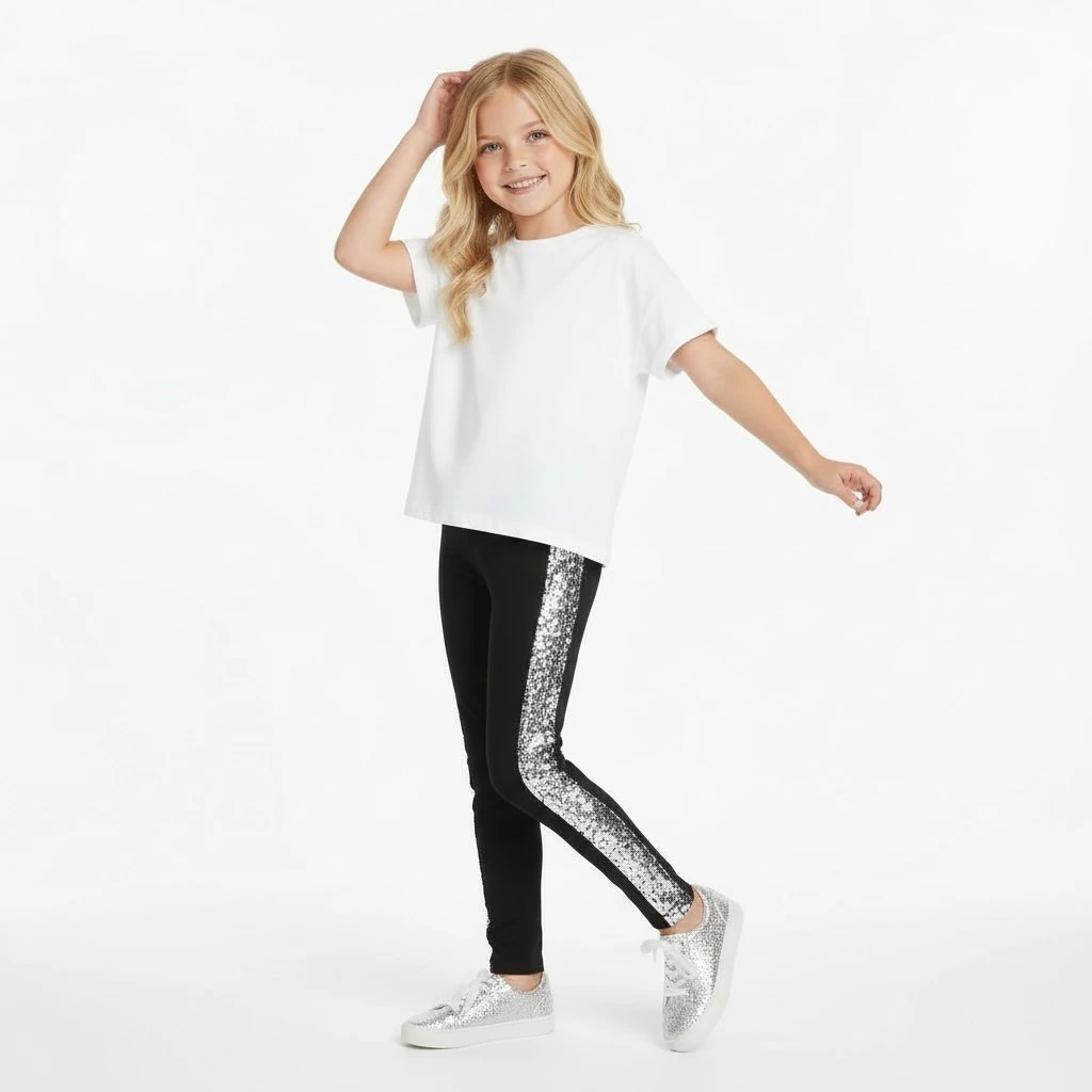 Pul Payetli Kız Çocuk Tayt