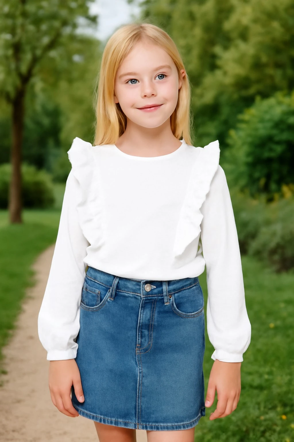 Önü Fırfırlı Kız Çocuk Bluz