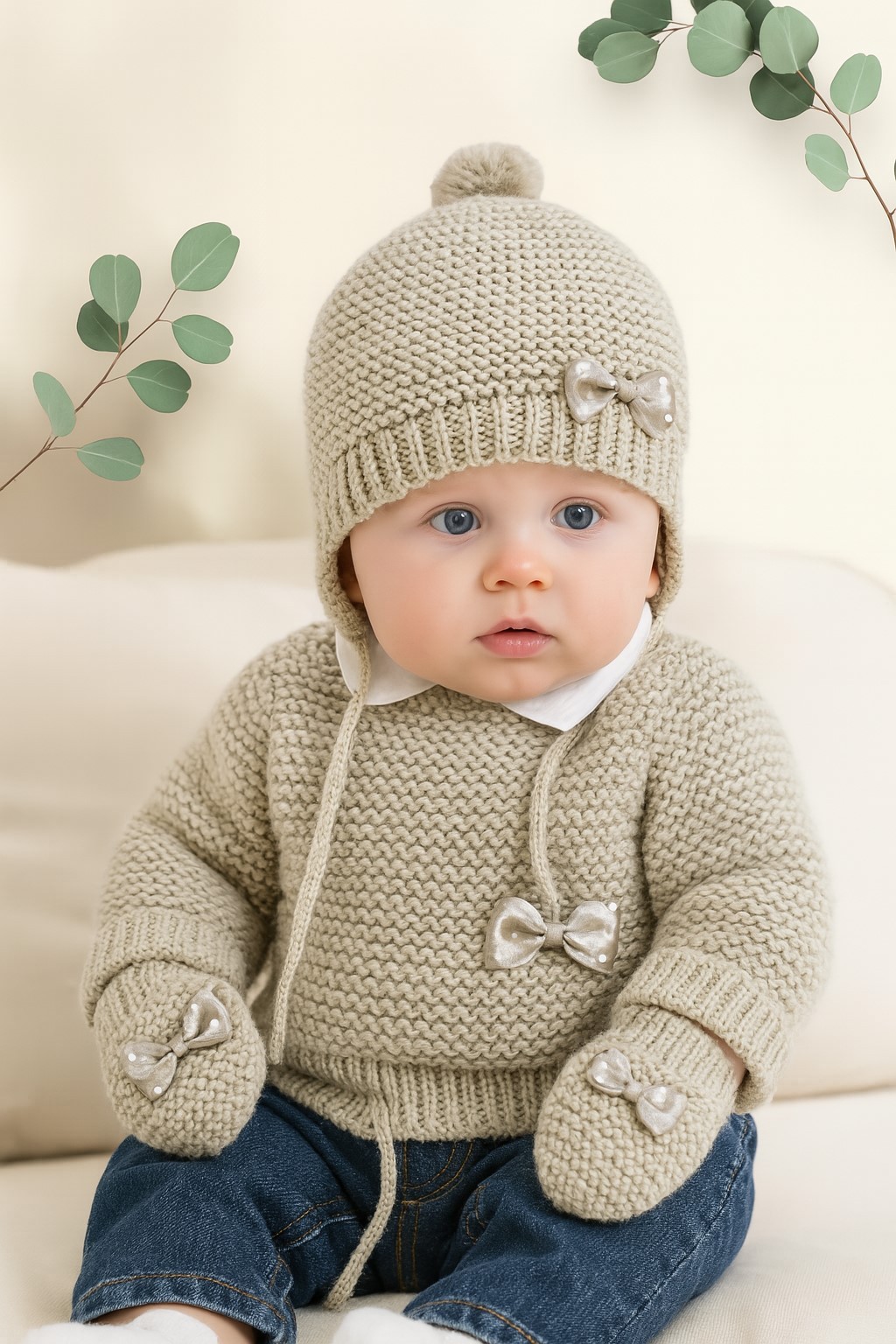 Triko Bebek Bere Eldiven Patik Set