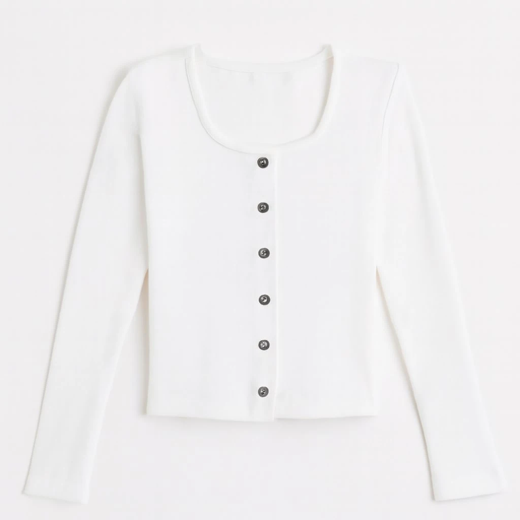 Önü Düğme Detaylı Kız Çocuk Bluz