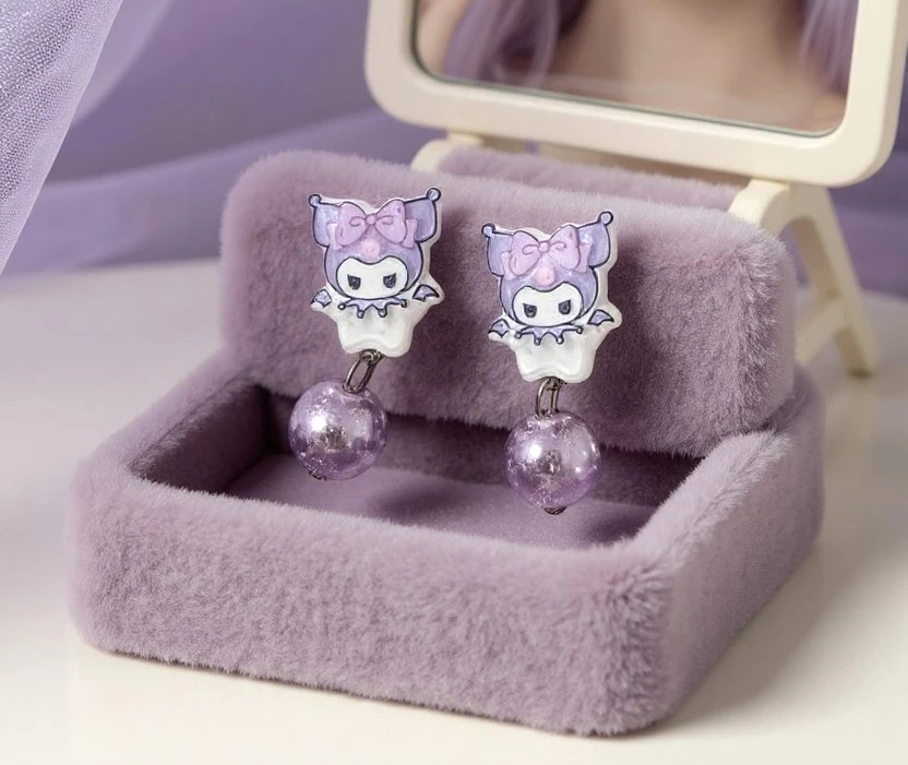 Kuromi Deliksiz Kıstırmalı Çocuk Küpe