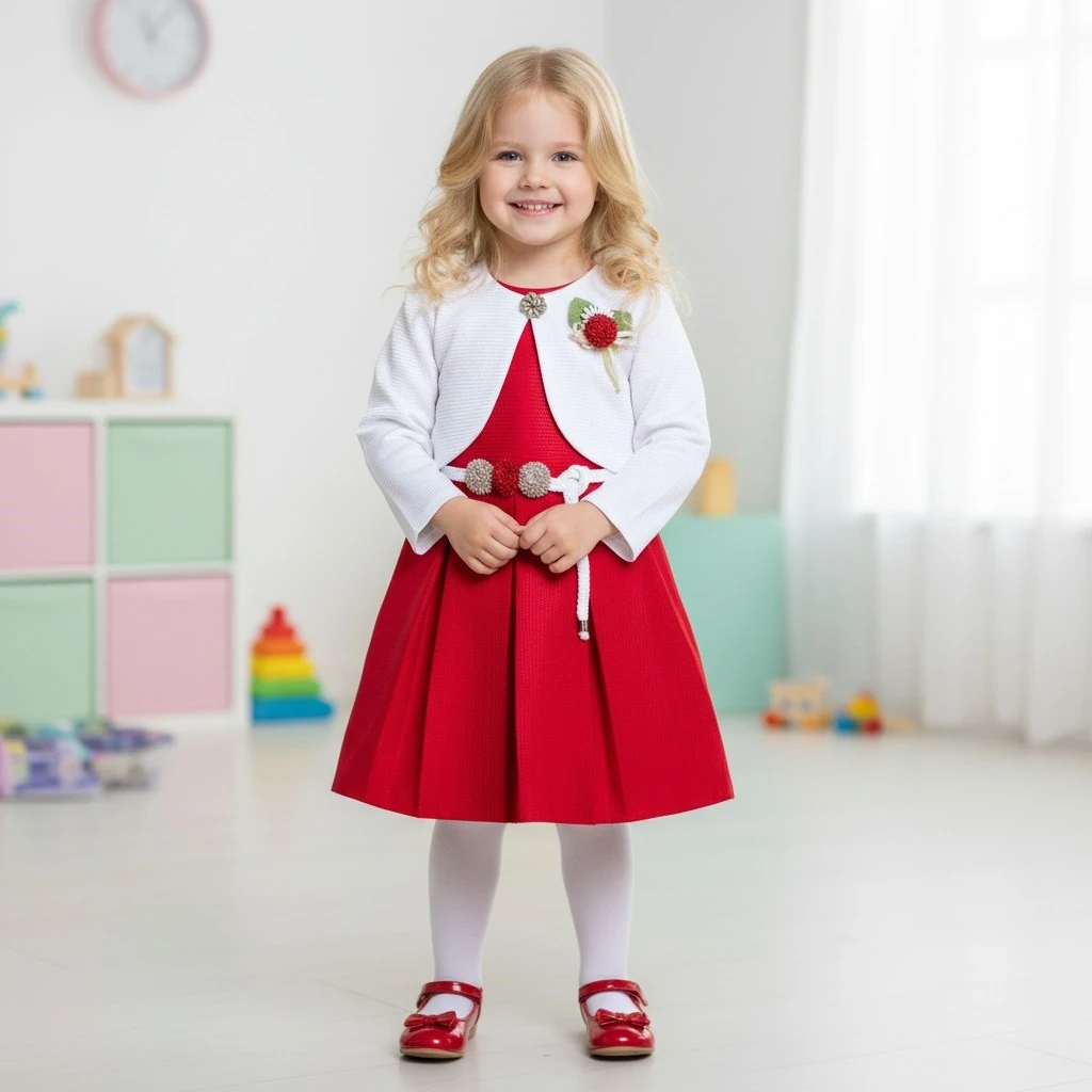 Bolero Hırkalı Kız Çocuk Elbise