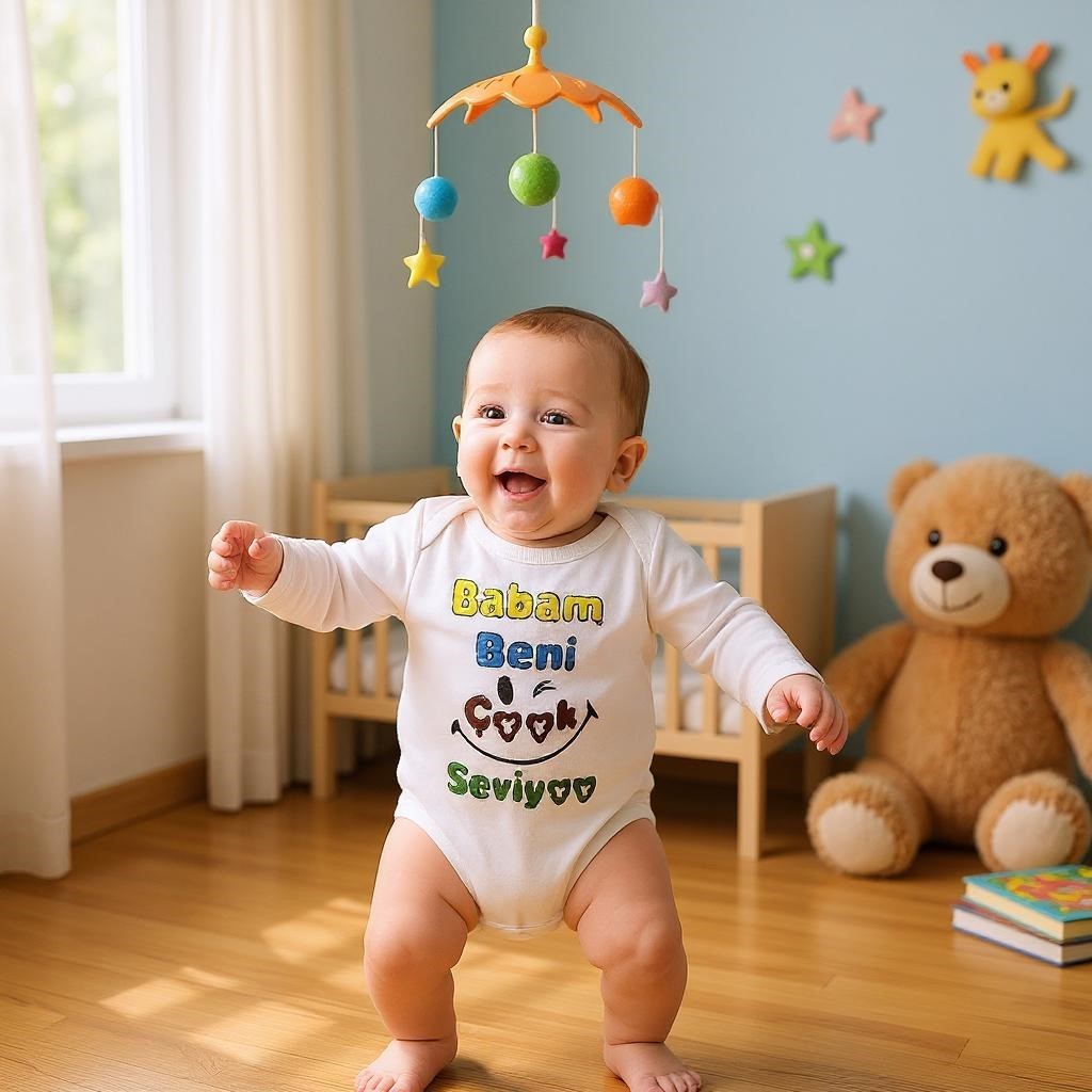 Baskılı Bebek Body Zıbın (Babam Beni Çok Seviyor)
