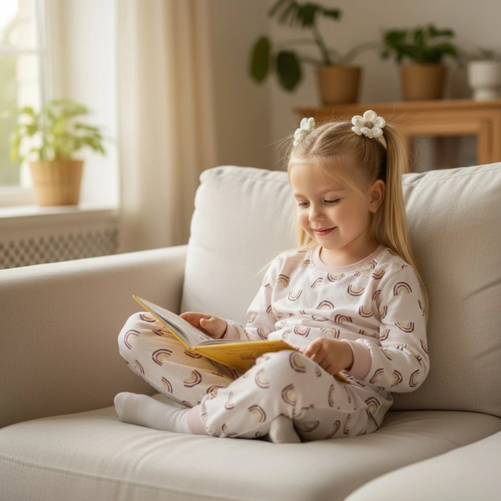 Gökkuşağı Desenli Kız Çocuk Pijama Takım