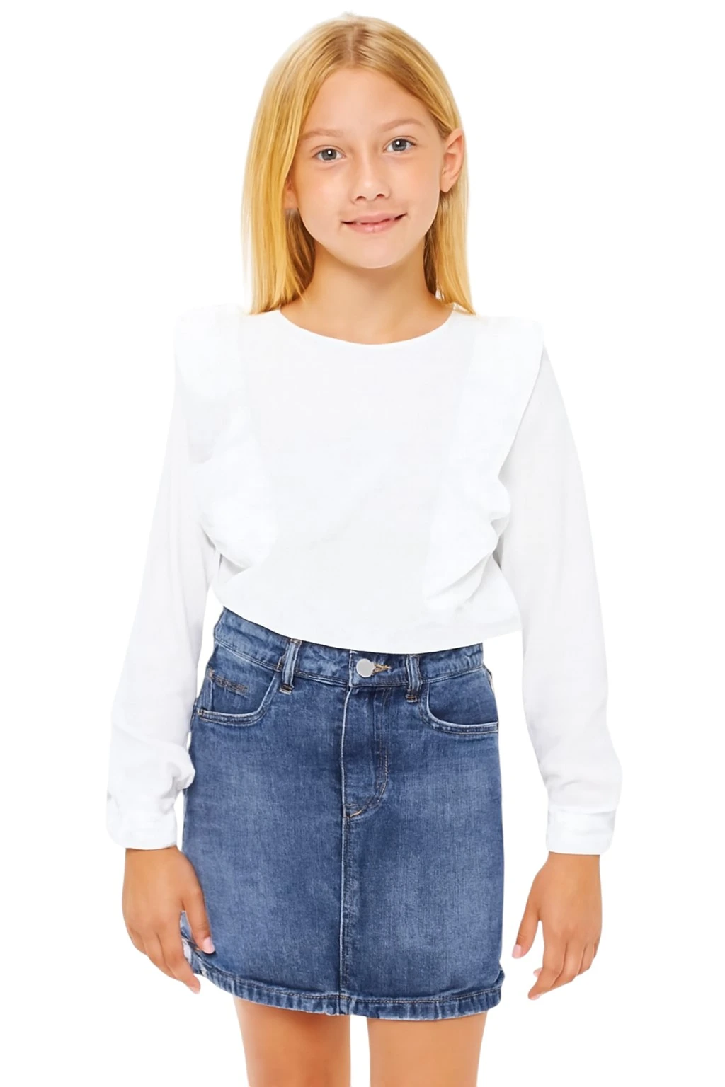 Önü Fırfırlı Kız Çocuk Bluz