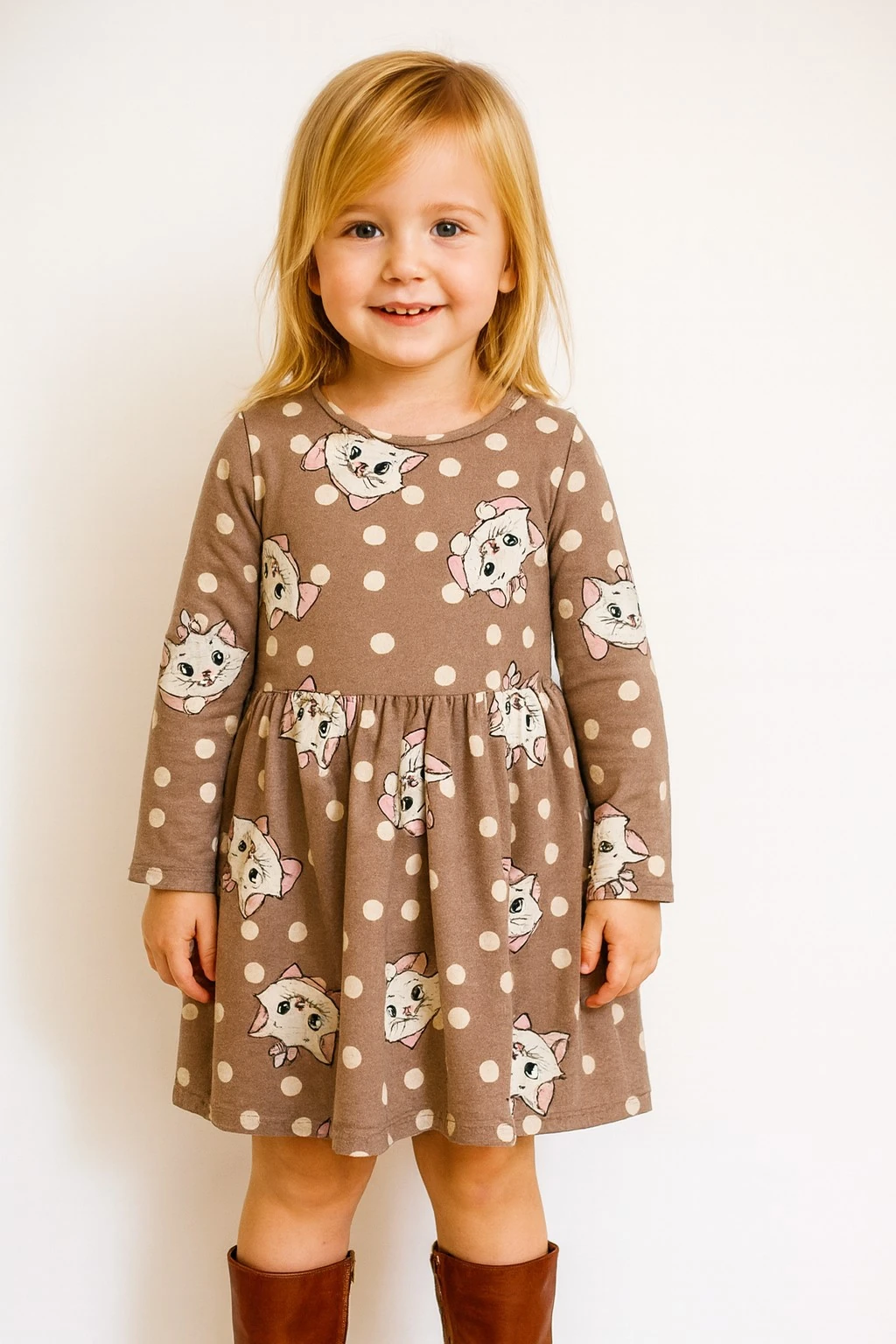 Kedili Kız Çocuk Elbise
