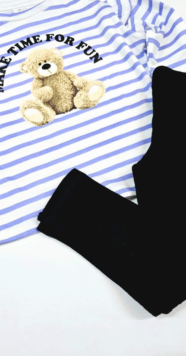 Ayıcıklı Kız Çocuk Taytlı Takım