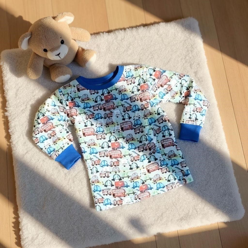 Araba Desenli Çocuk Tişört Pijama Üst