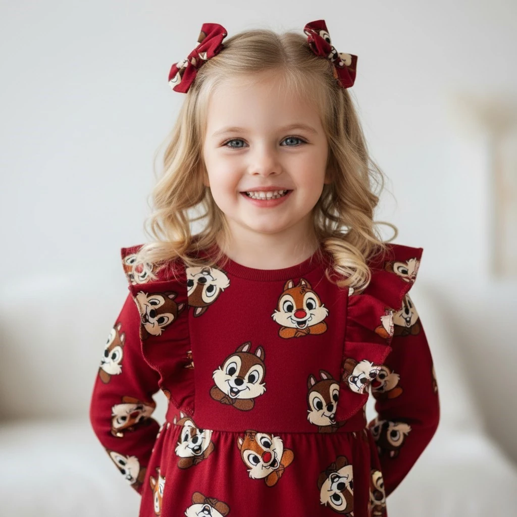 Sincap Desenli Kız Çocuk Elbise