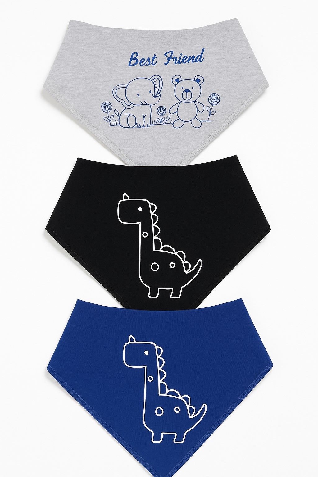 Erkek Bebek Fular Önlük - 3lü Set