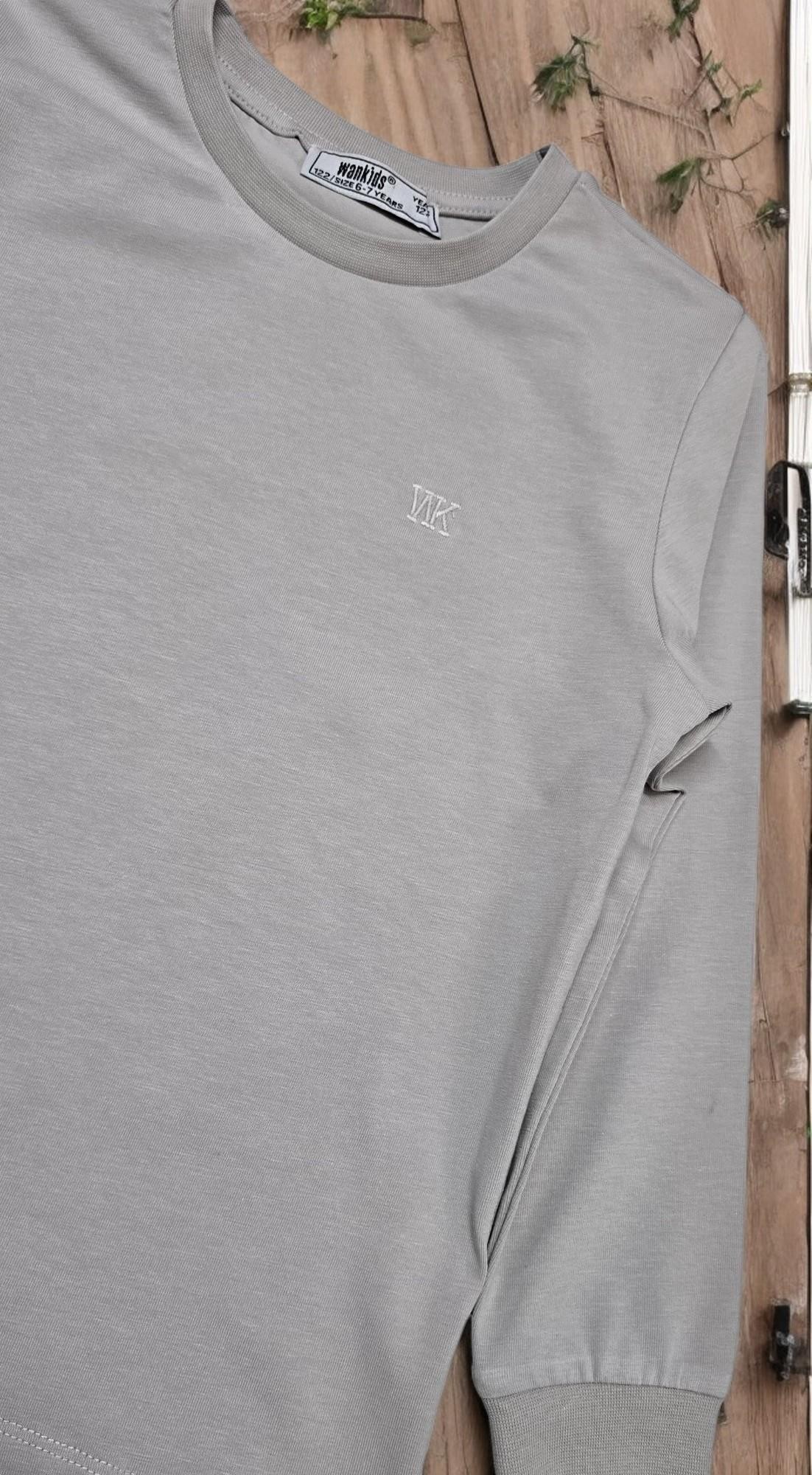 Unisex Çocuk Bisiklet Yaka Uzun Kollu Likralı Tişört Body