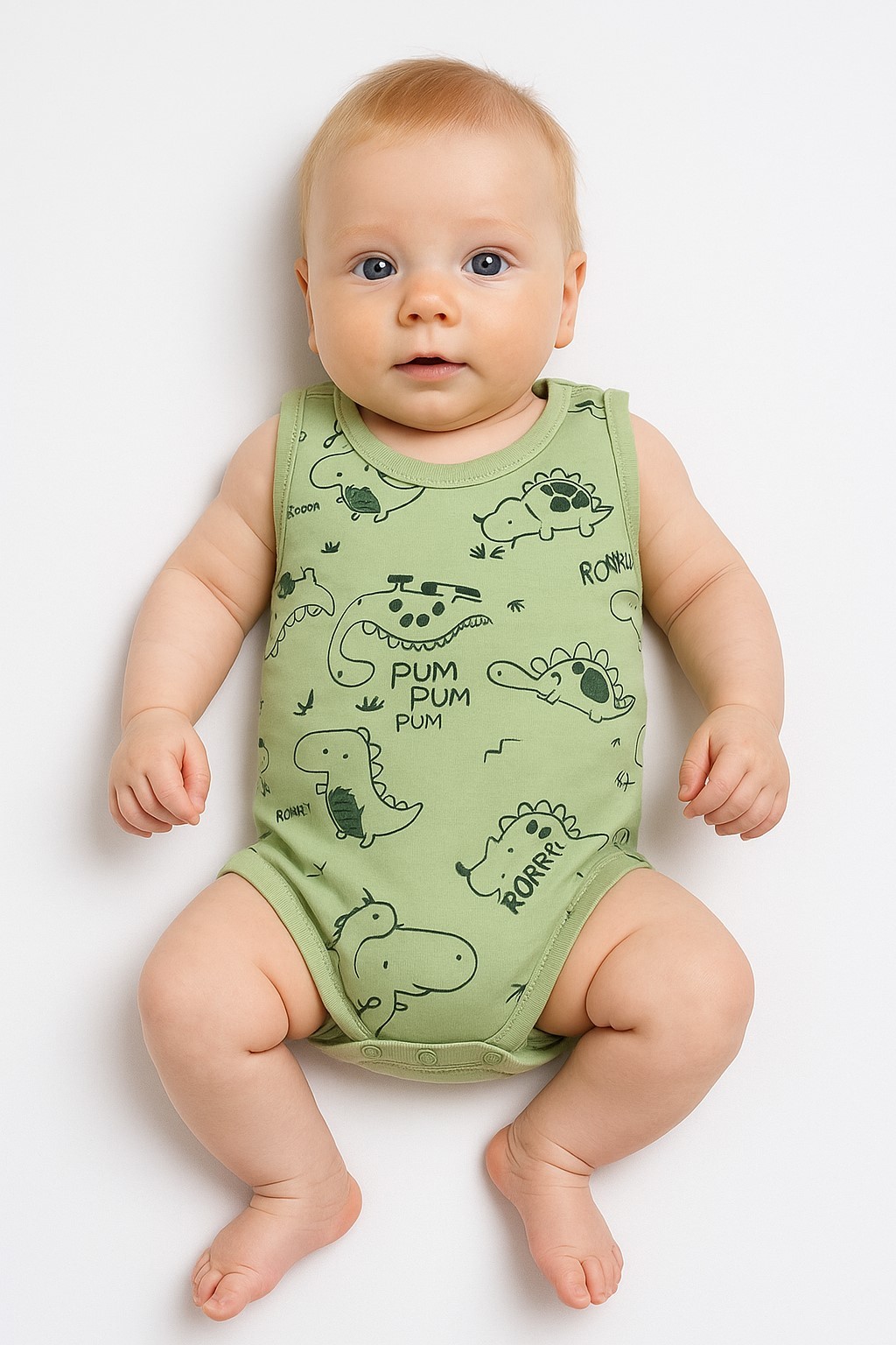 Dino Geniş Askılı Bebek Çıtçıtlı Body
