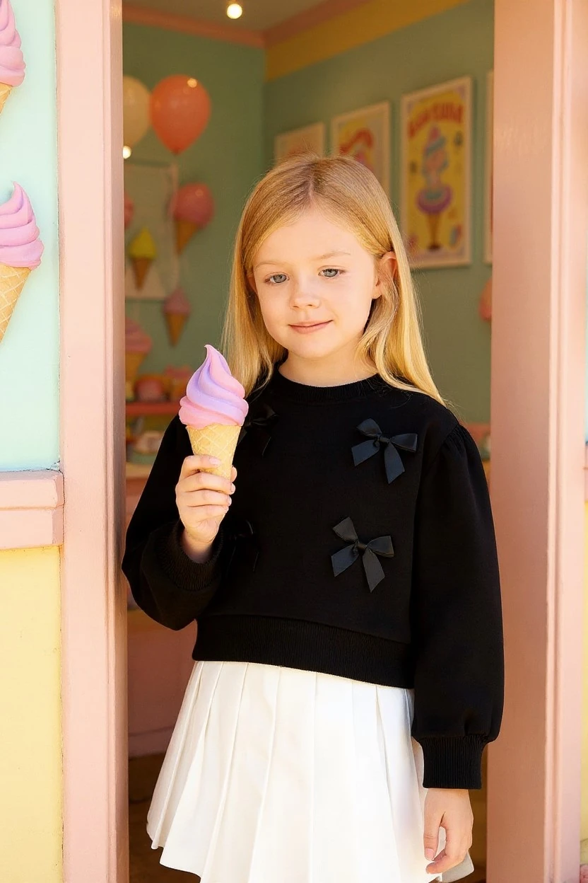 Kurdeleli Kız Çocuk Sweatshirt