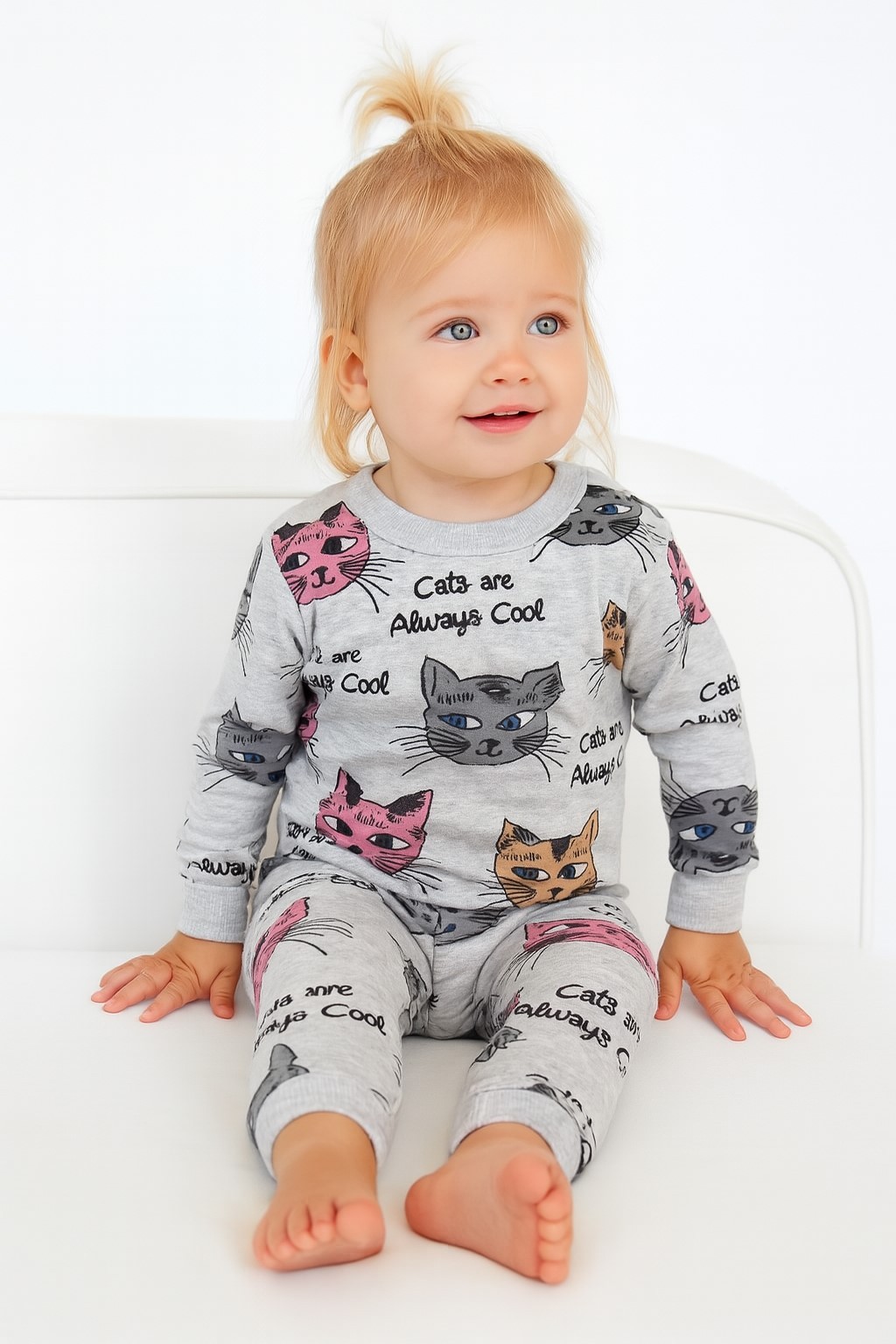 Kedili Kız Bebek Pijama Takım
