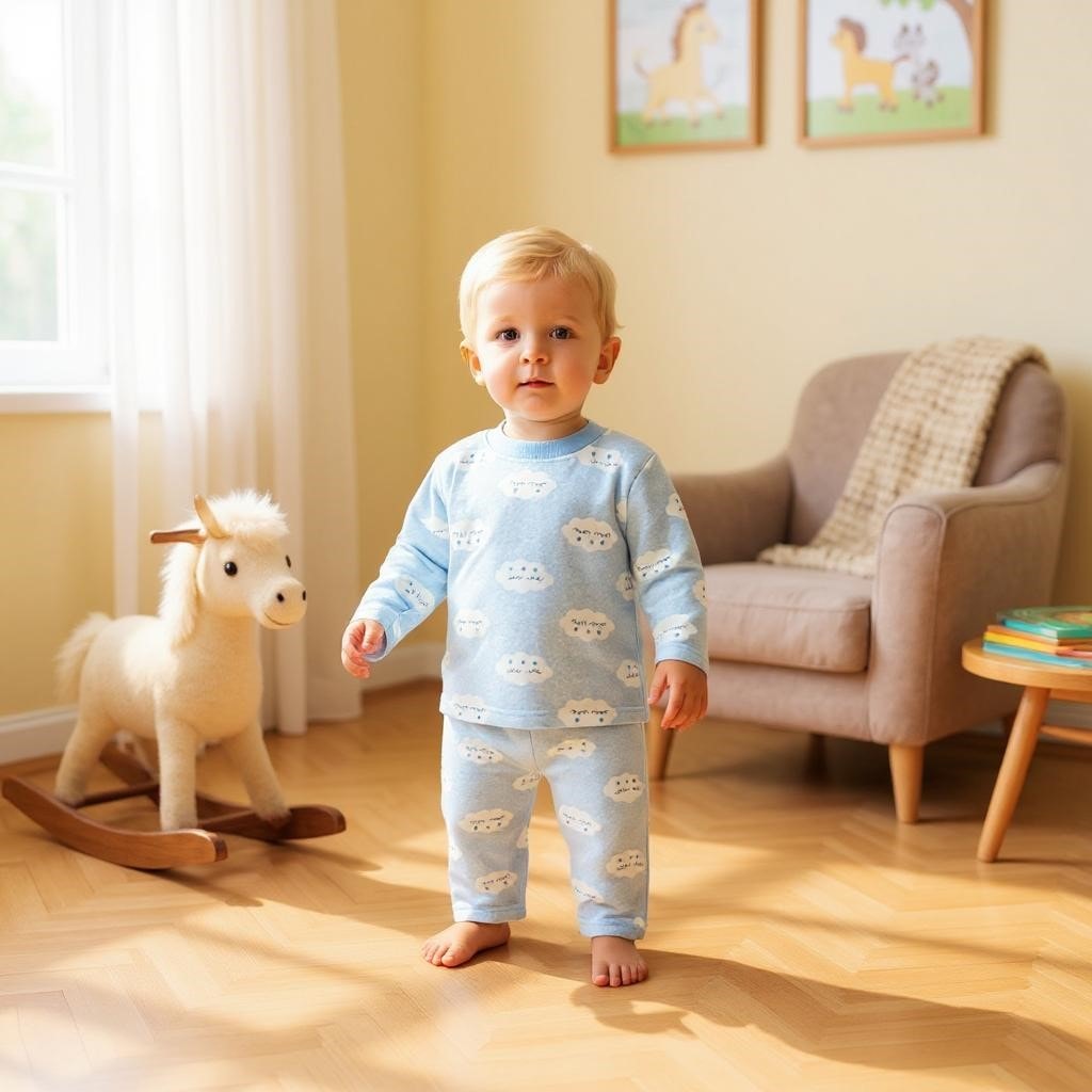 Bulutlu Erkek Bebek Pijama Takım