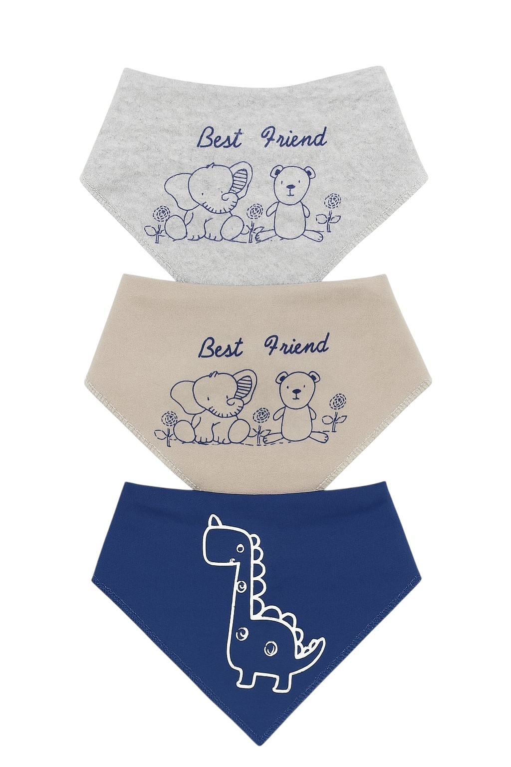 Erkek Bebek Fular Önlük - 3lü Set