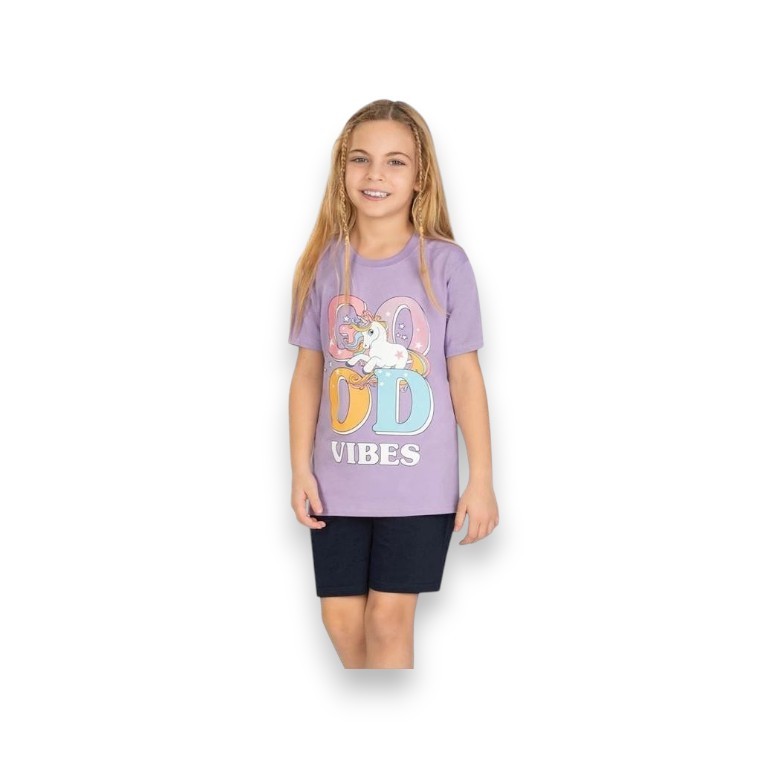 Unicorn Kısa Kollu Kız Çocuk Pijama Takım