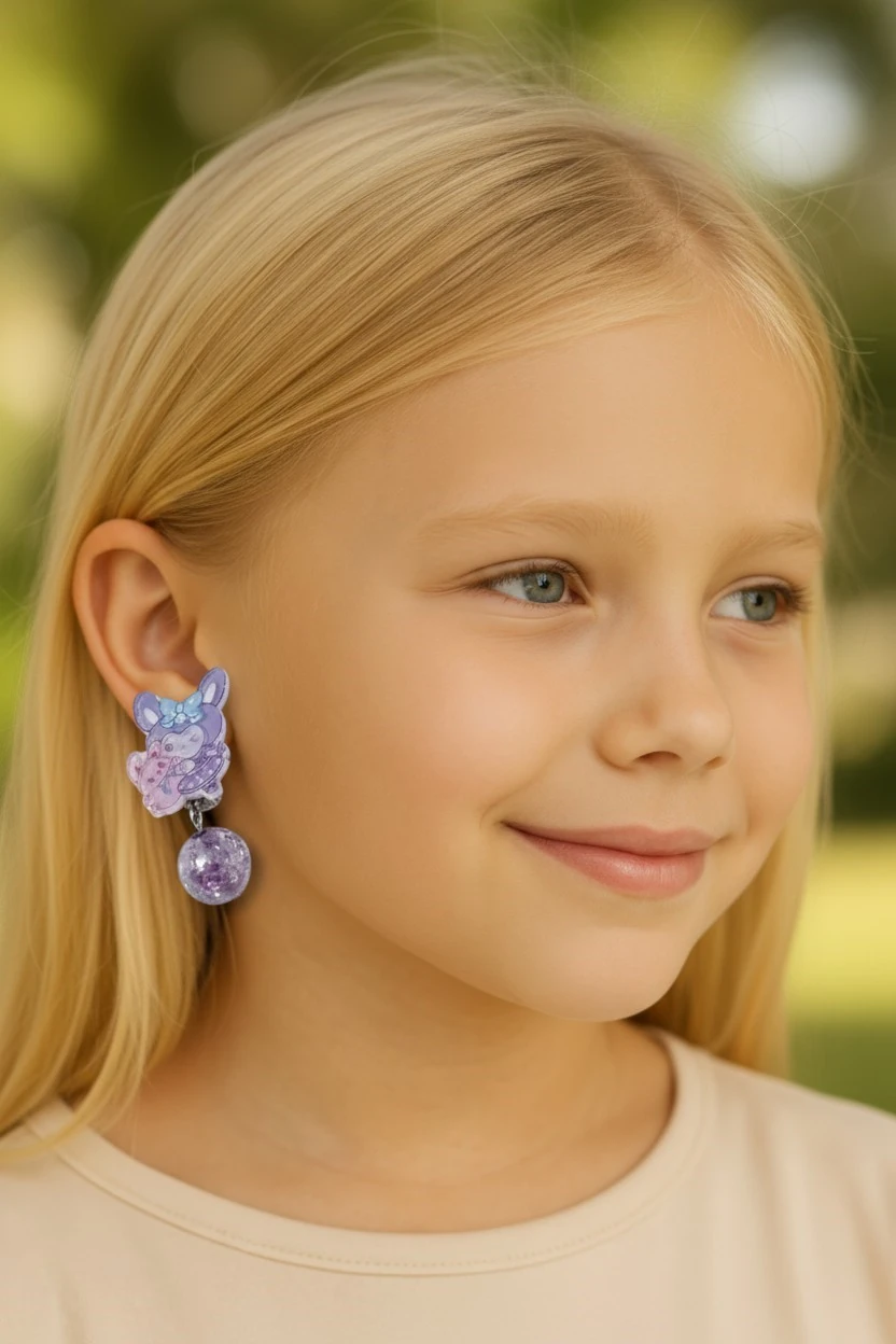 Kuromi Deliksiz Kıstırmalı Çocuk Küpe