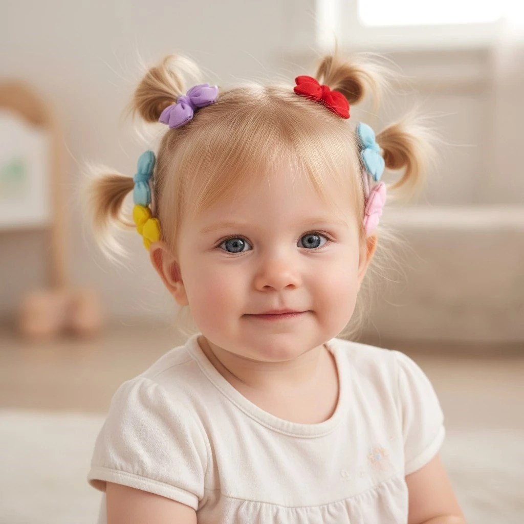 Fiyonklu Kız Çocuk Lastikli Toka 5 Çift